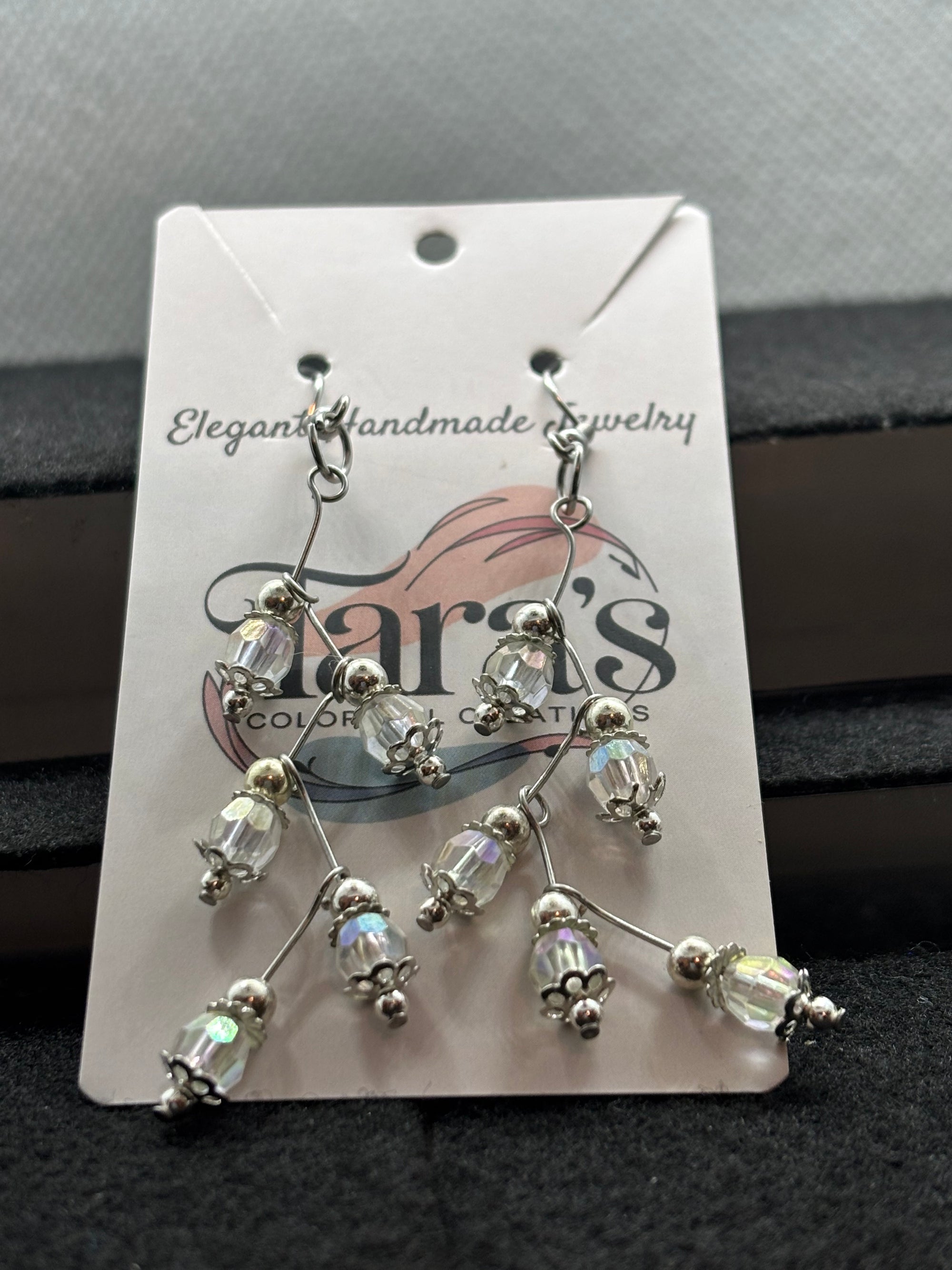Clear Beaded Stager Earring