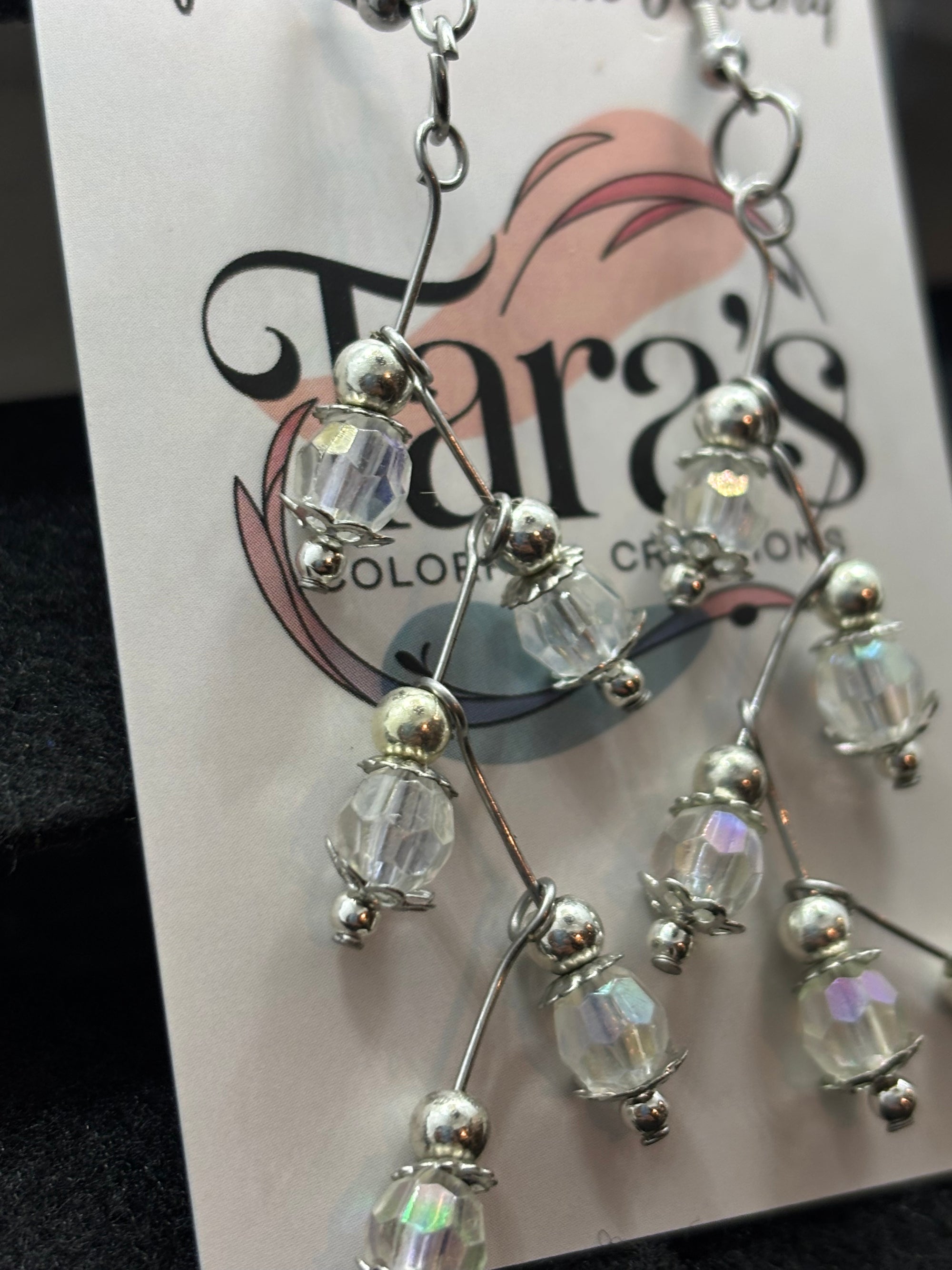 Clear Beaded Stager Earring