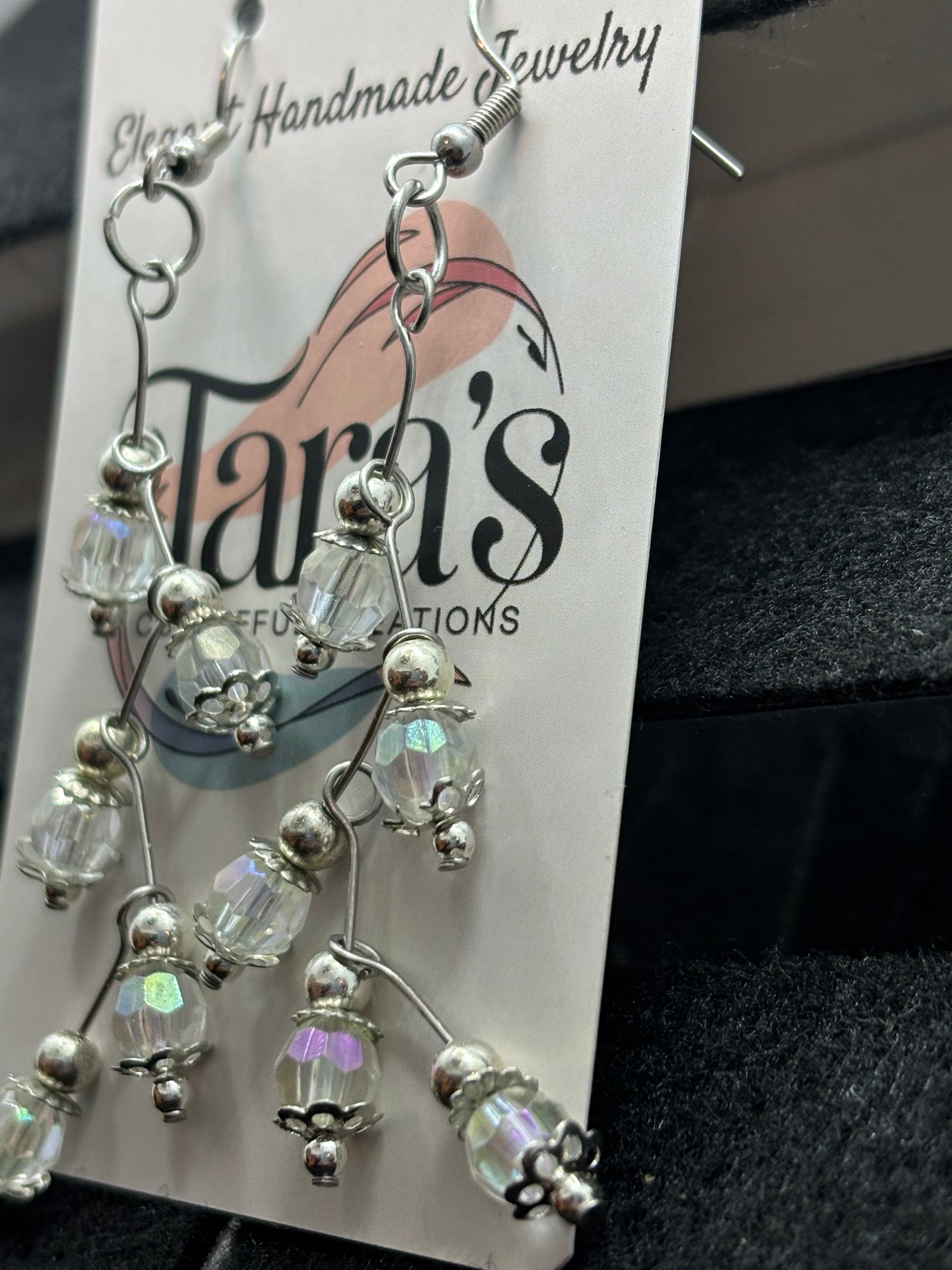 Clear Beaded Stager Earring