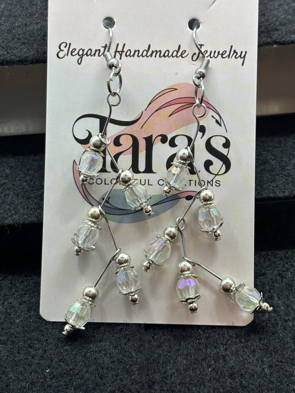 Clear Beaded Stager Earring
