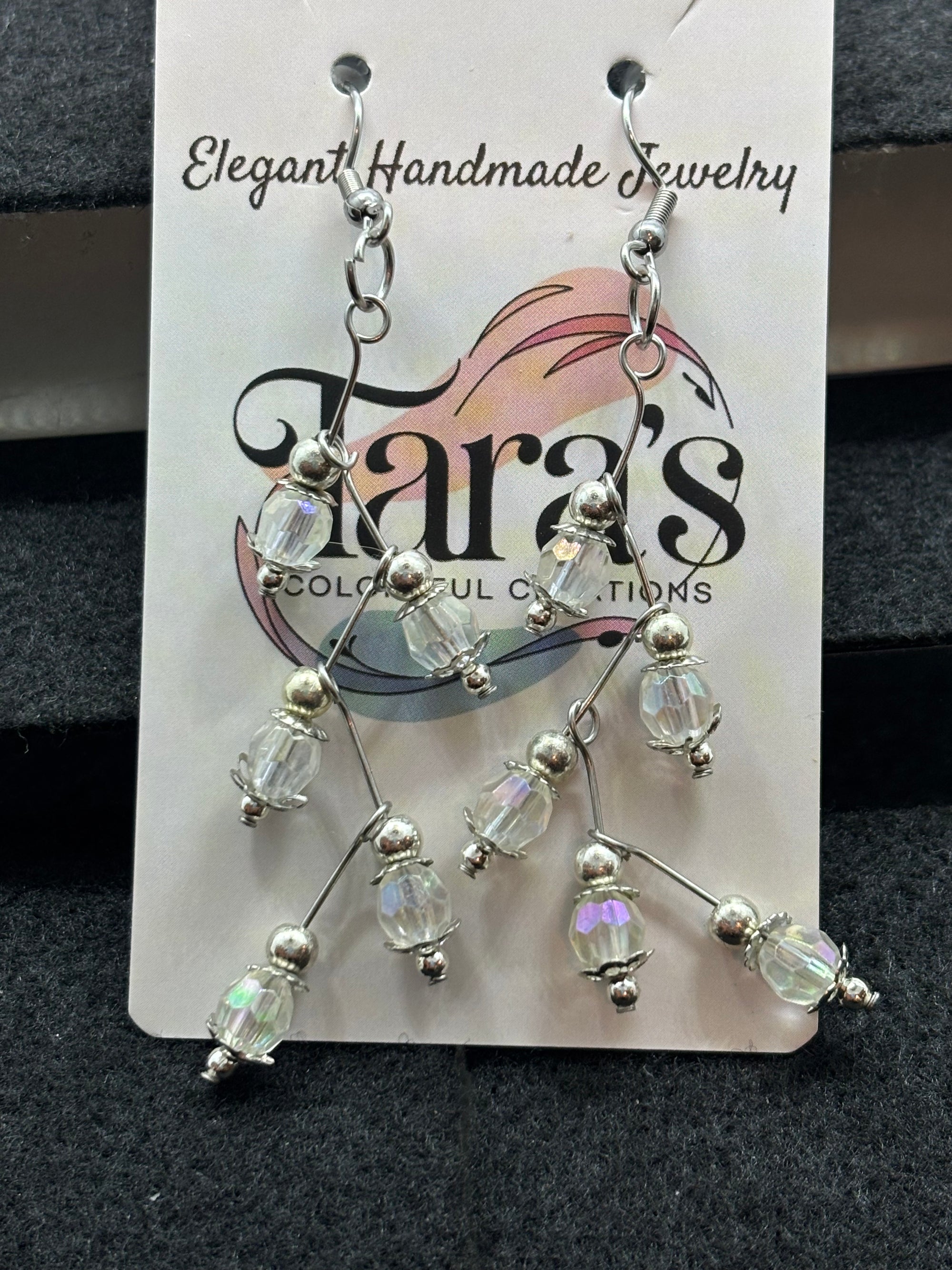 Clear Beaded Stager Earring