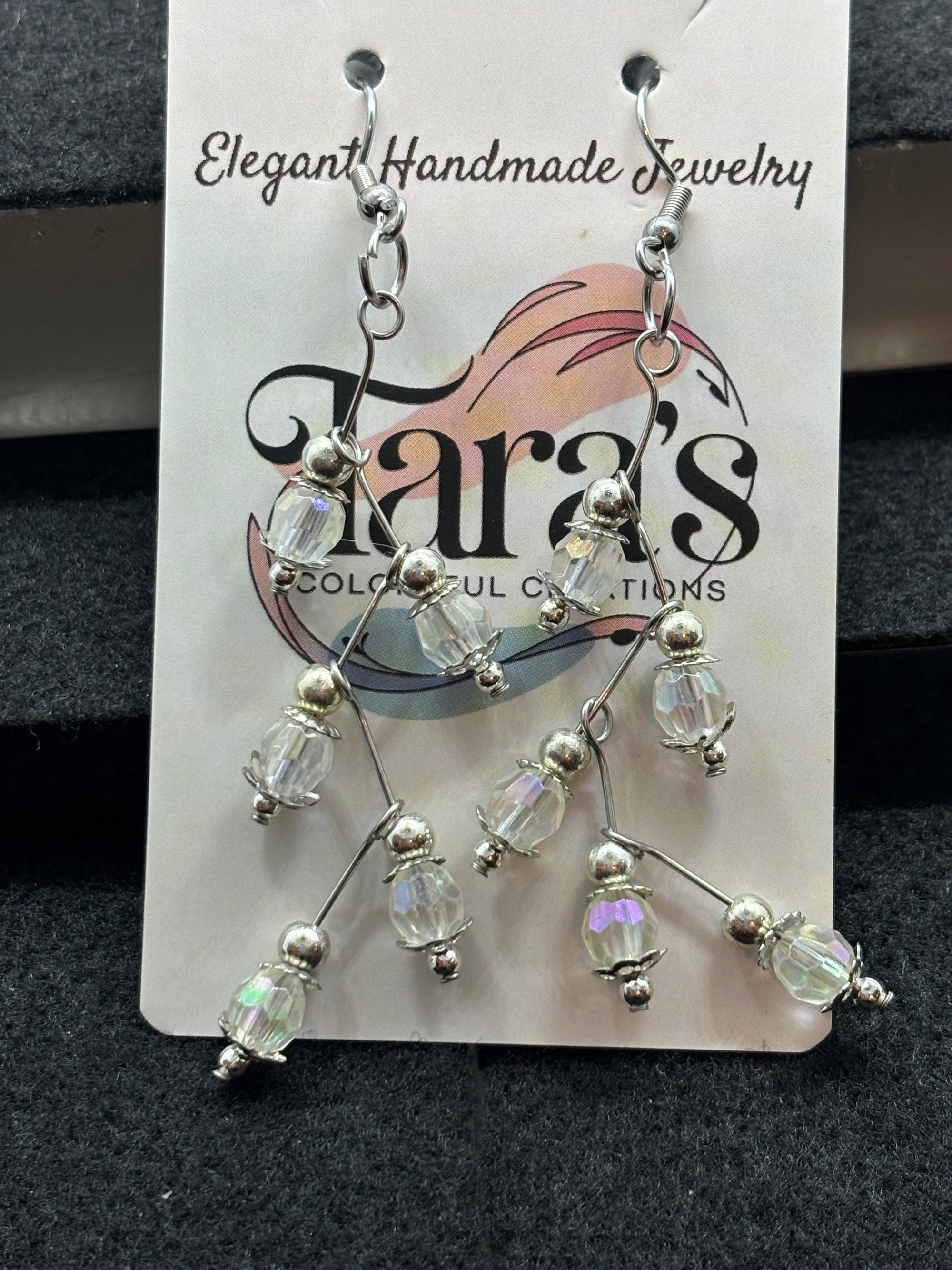 Clear Beaded Stager Earring