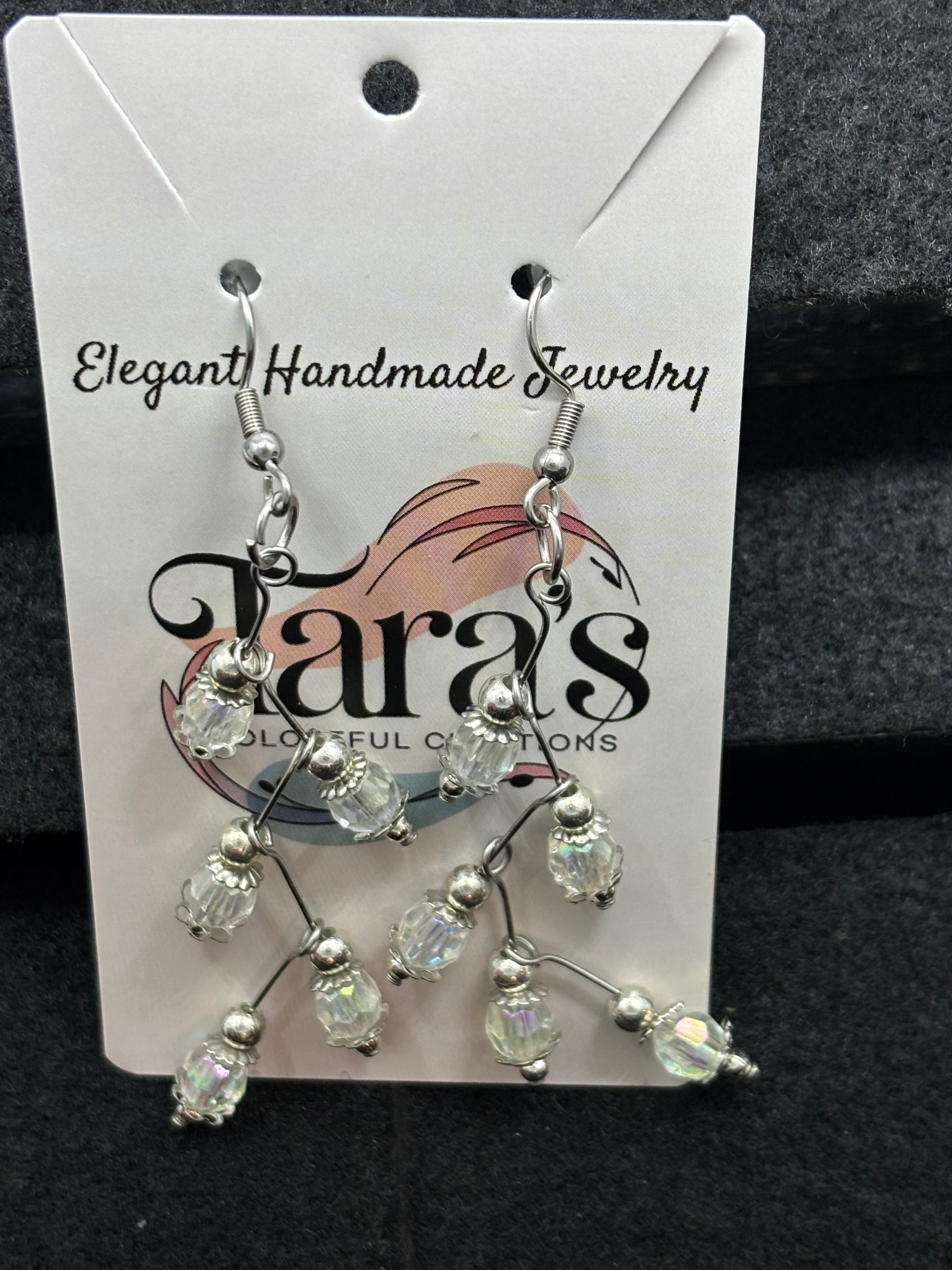 Clear Beaded Stager Earring