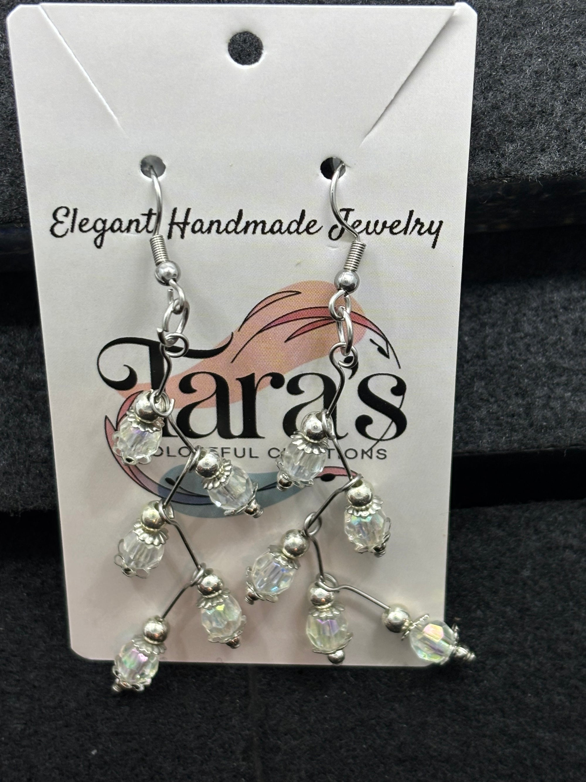 Clear Beaded Stager Earring