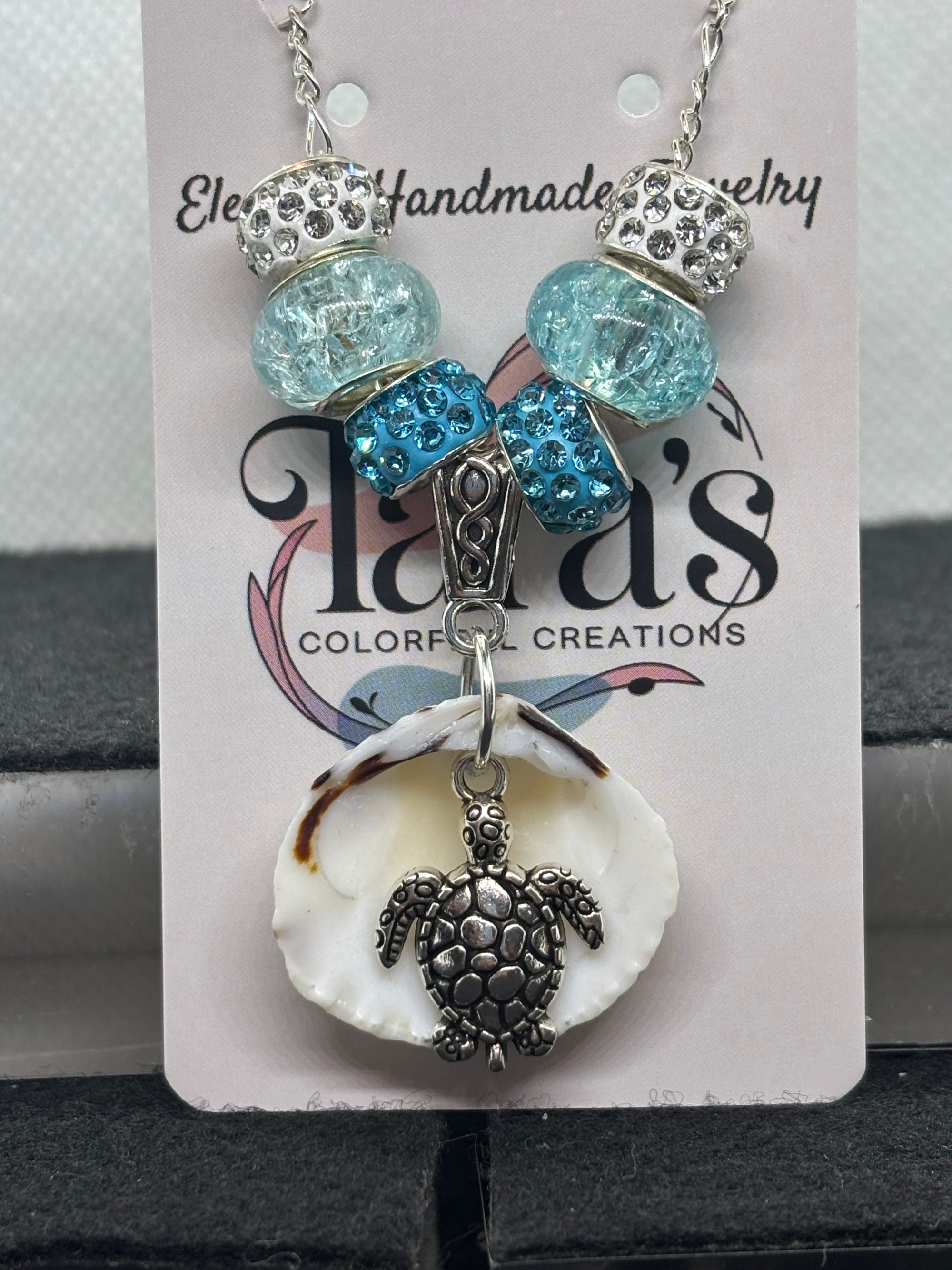 Seashell Beaded Necklace with a turtle pendant