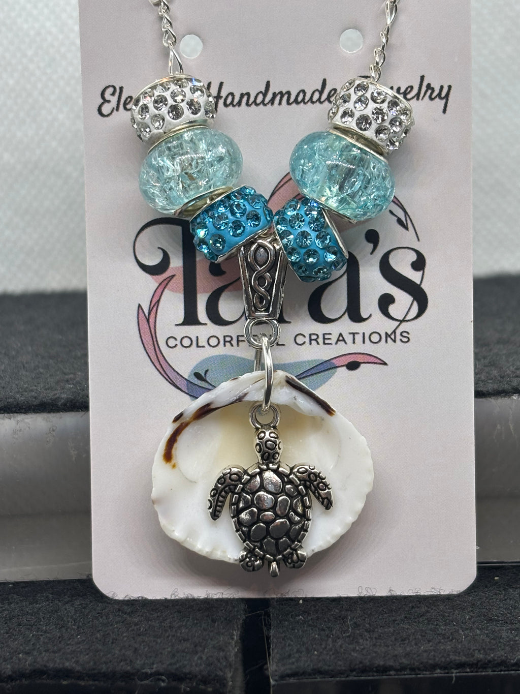 Seashell Beaded Necklace with a turtle pendant