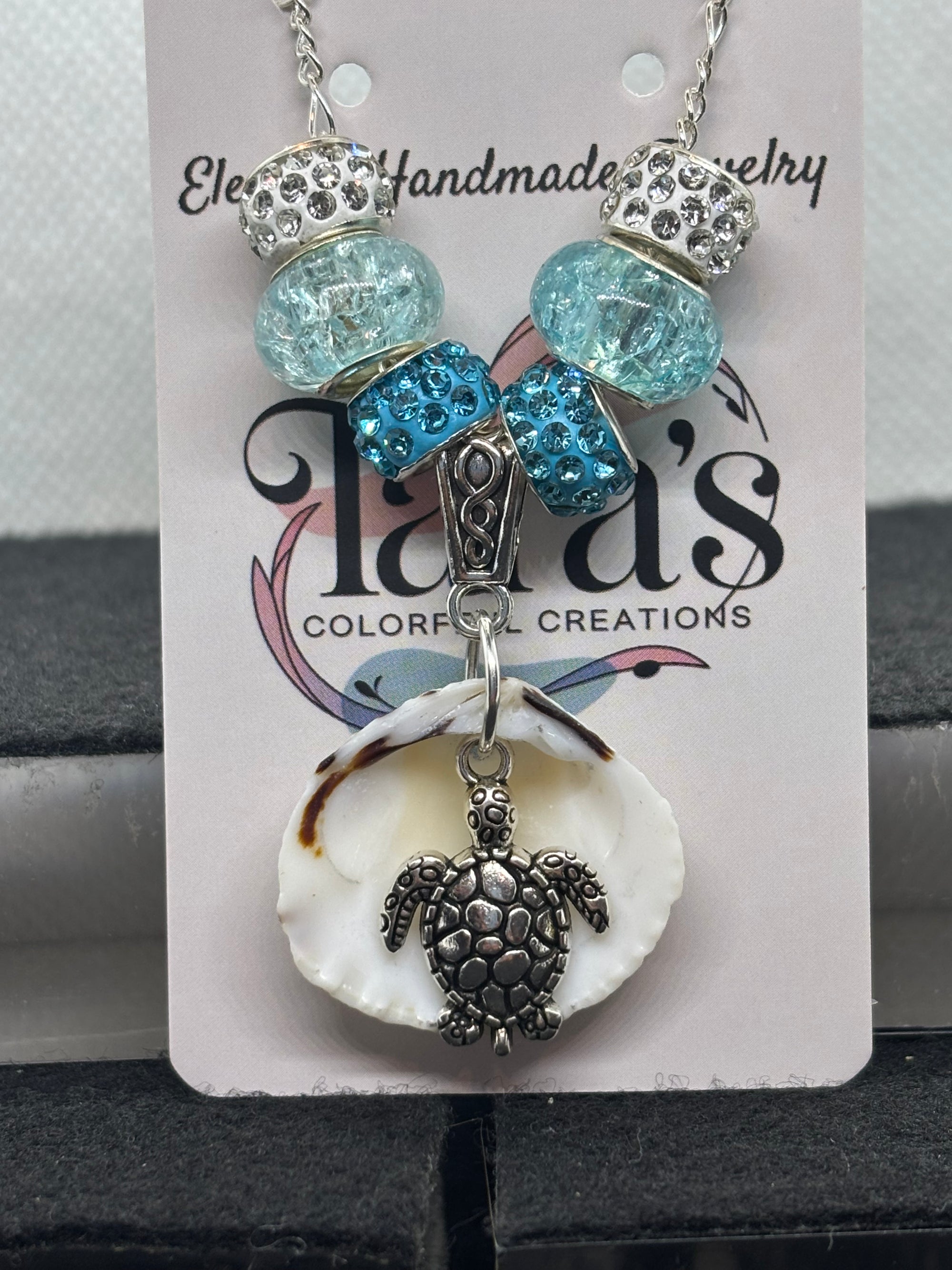 Seashell Beaded Necklace with a turtle pendant
