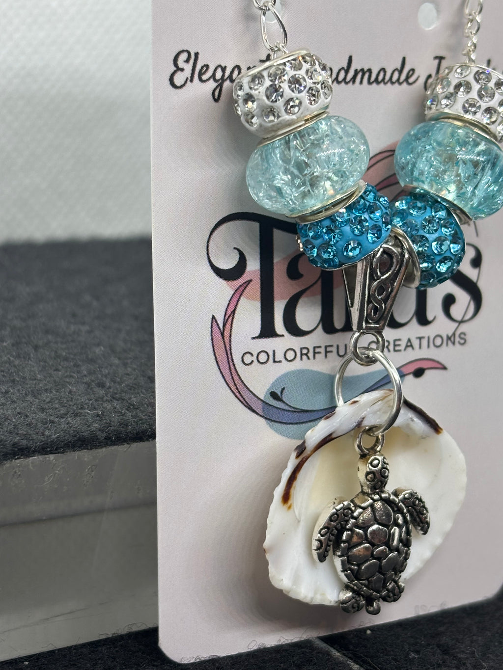 Seashell Beaded Necklace with a turtle pendant