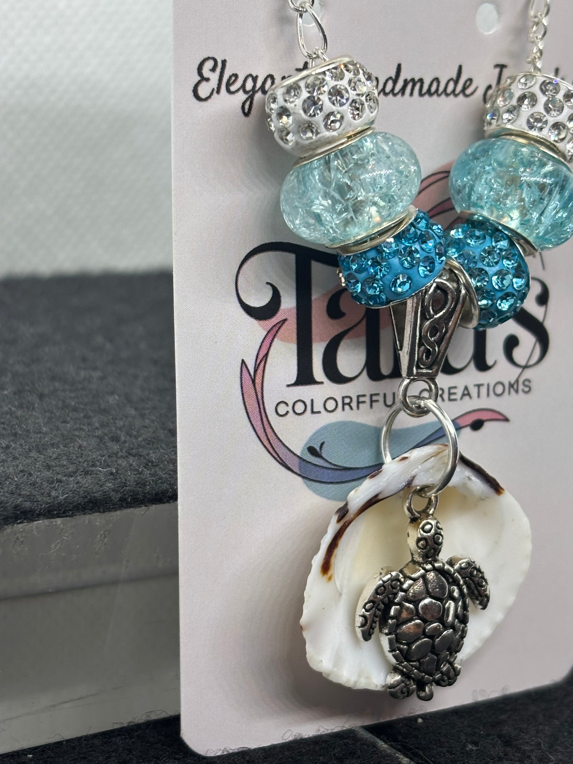 Seashell Beaded Necklace with a turtle pendant
