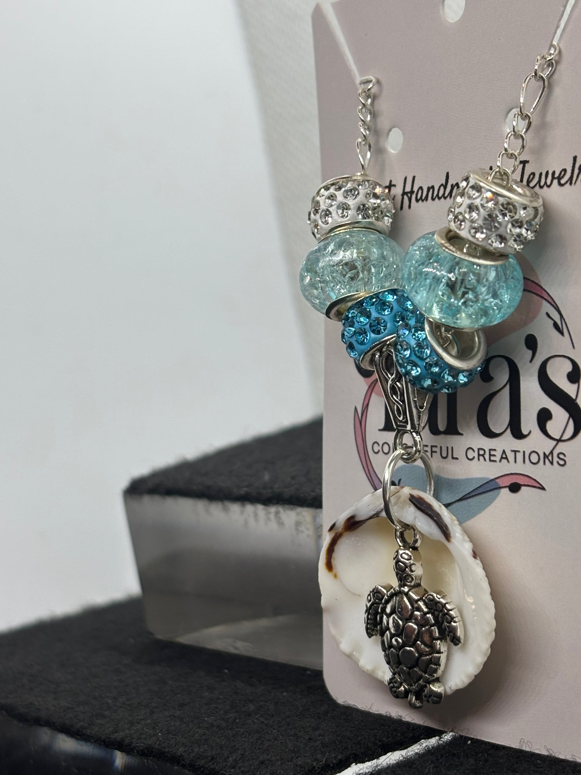 Seashell Beaded Necklace with a turtle pendant