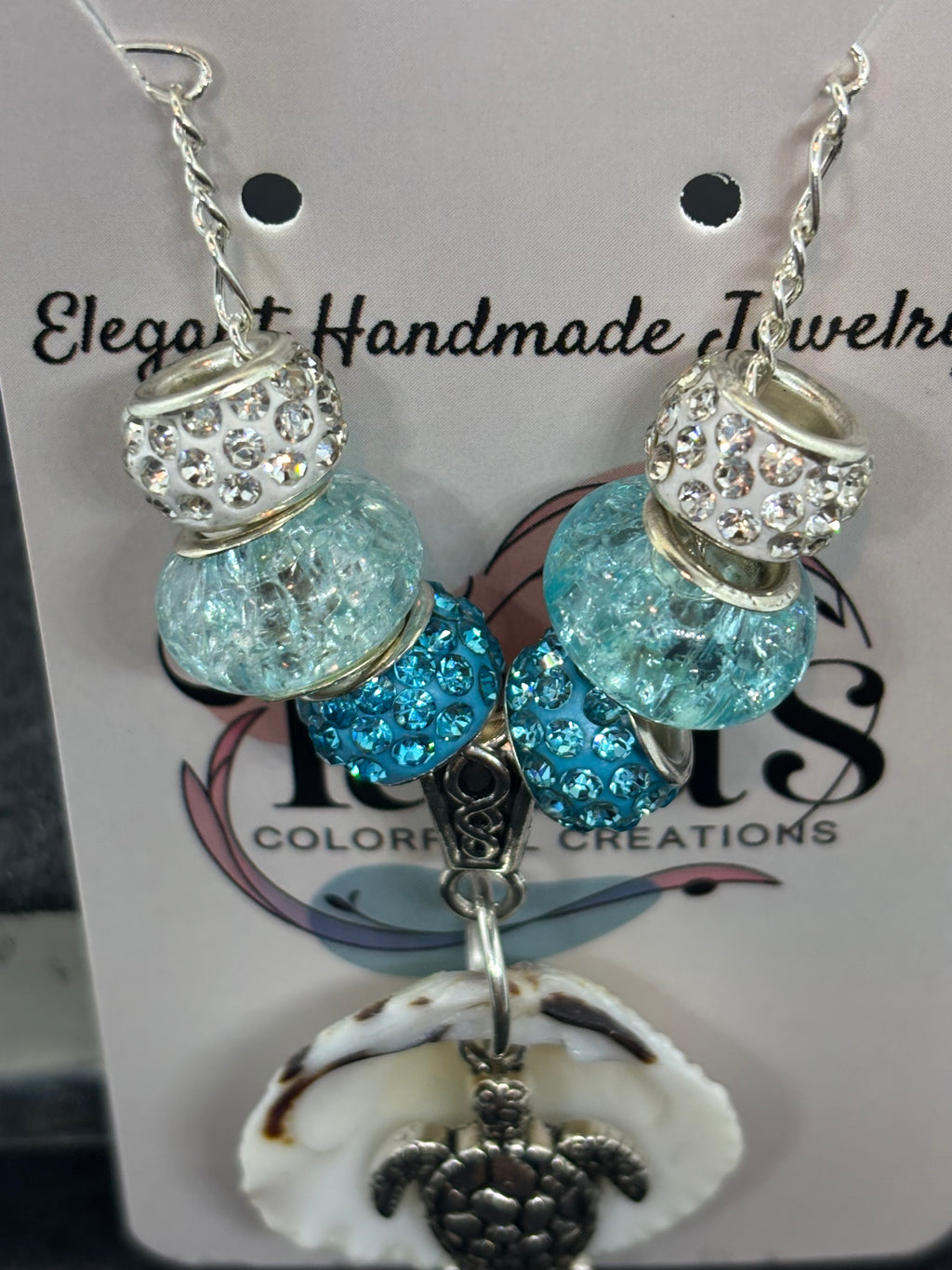 Seashell Beaded Necklace with a turtle pendant