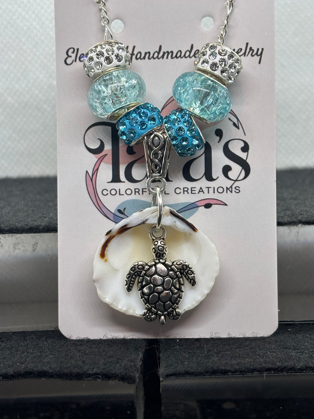 Seashell Beaded Necklace with a turtle pendant