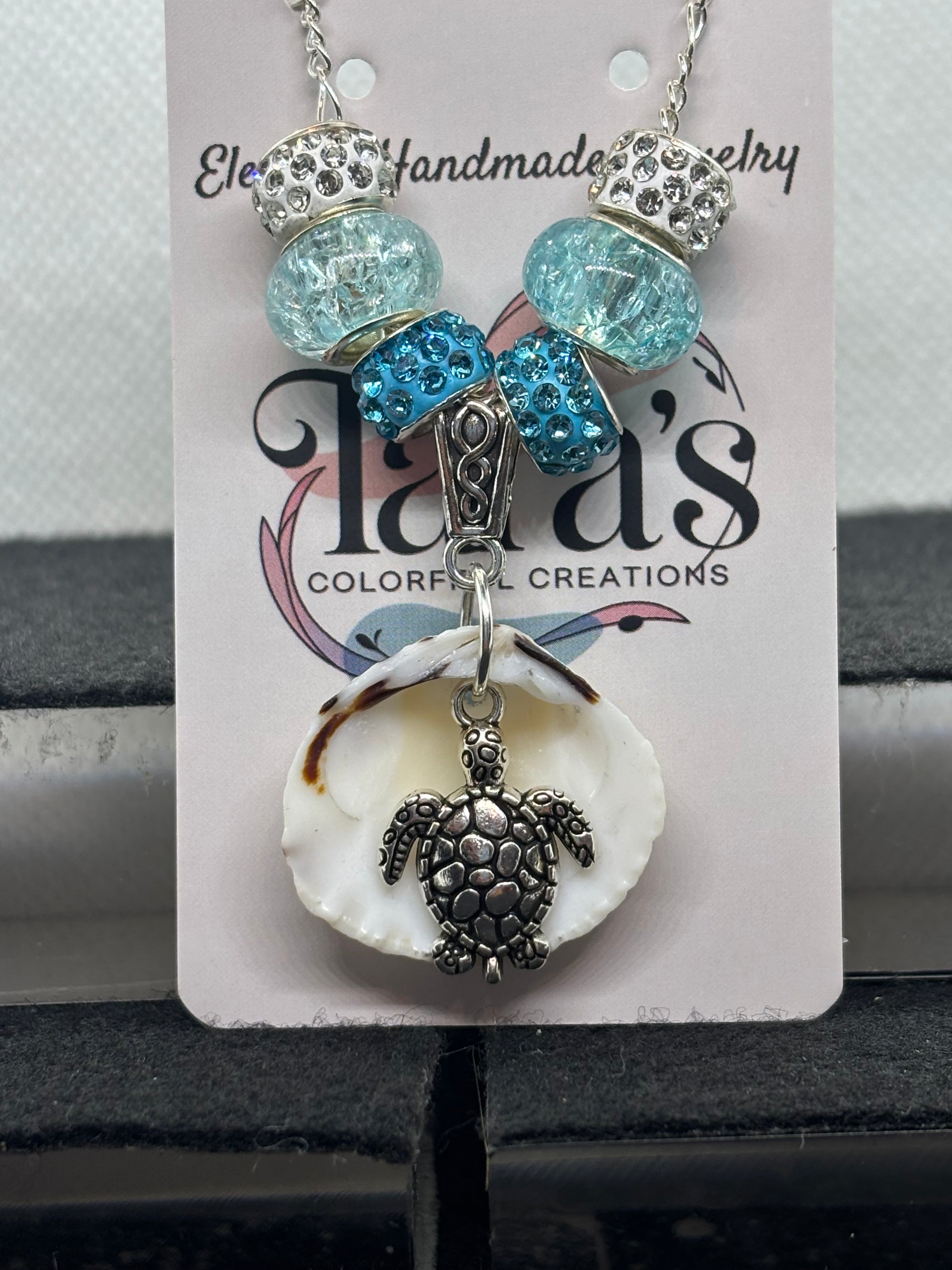 Seashell Beaded Necklace with a turtle pendant