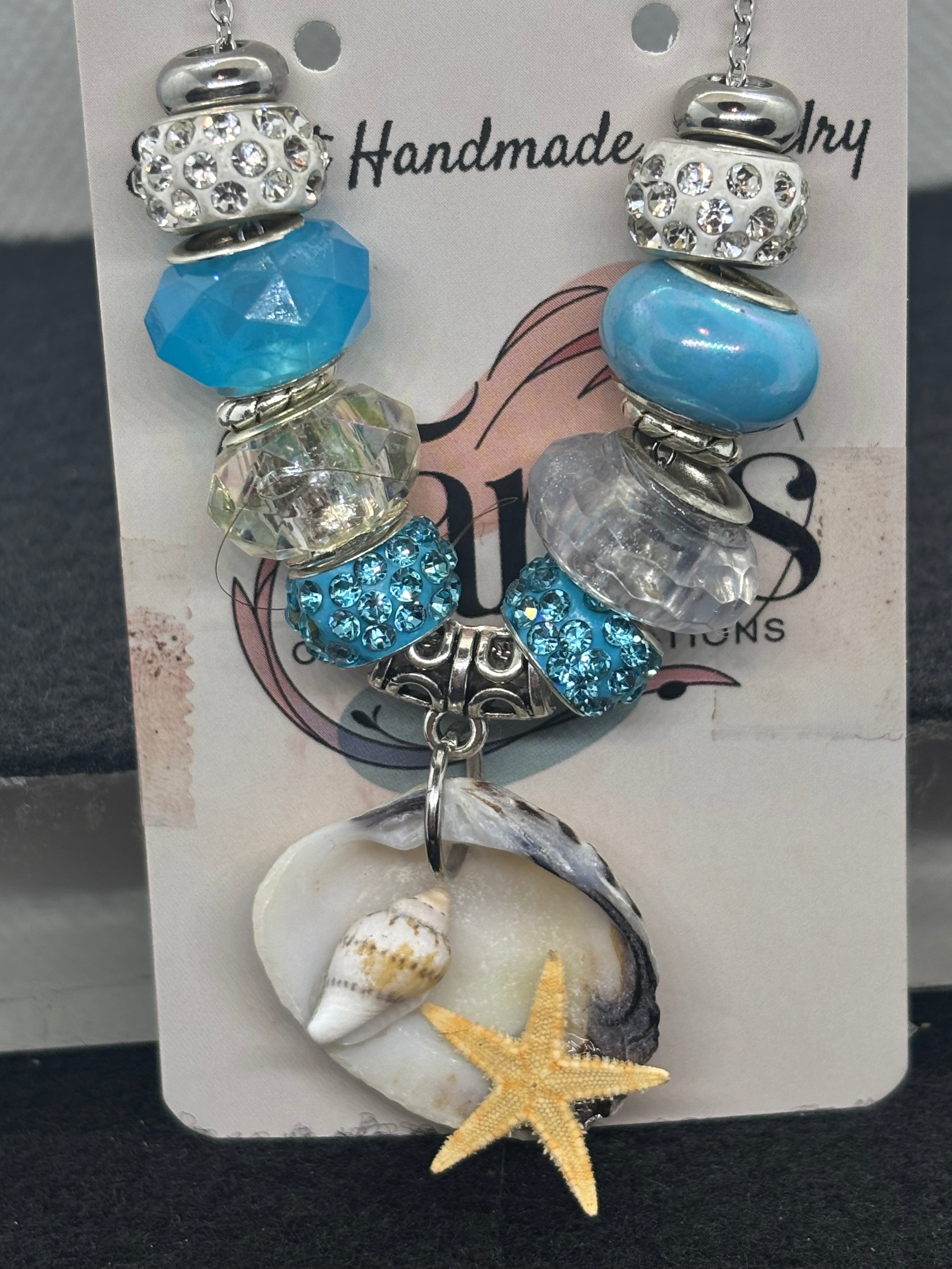 Seashell Beaded Necklace with Star Fish and seashell pendant