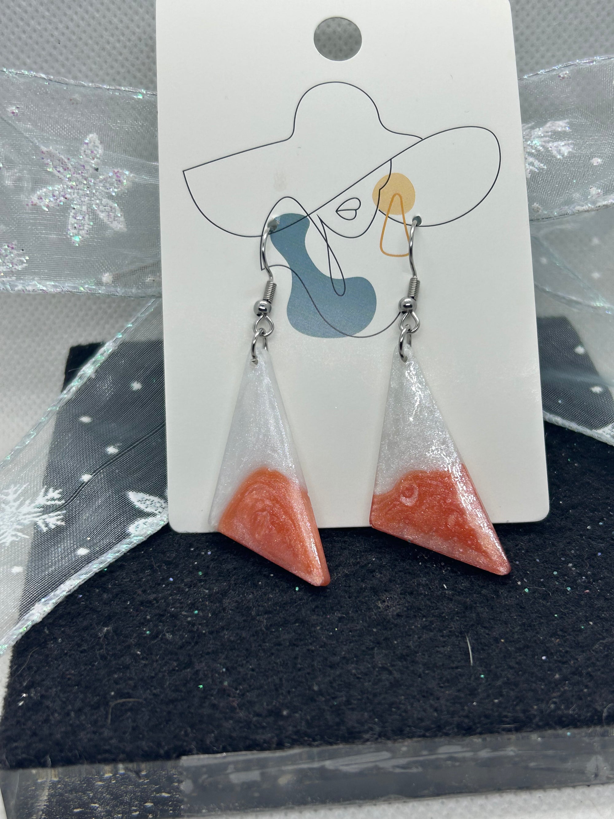 Orange and White Earrings