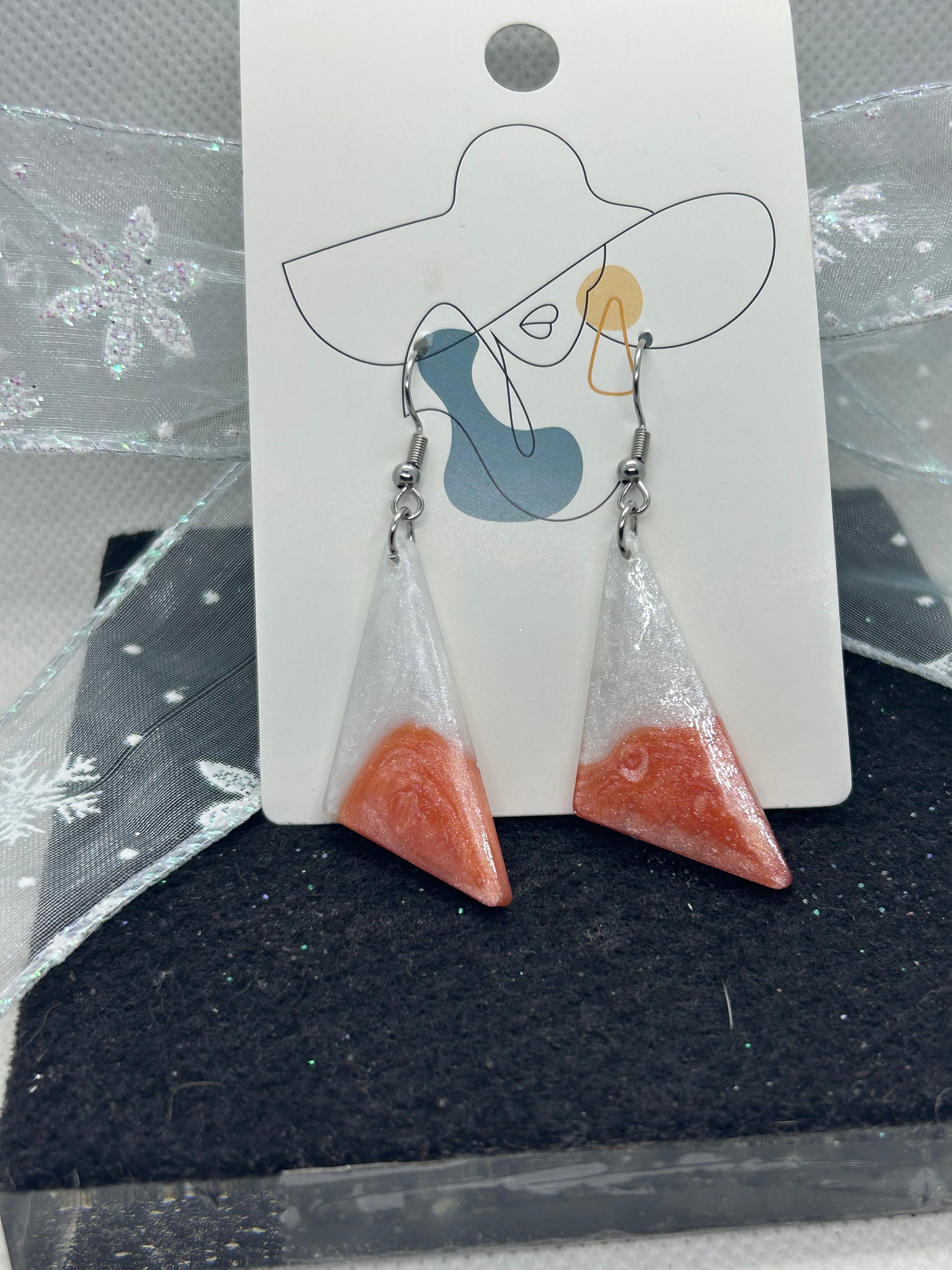 Orange and White Earrings