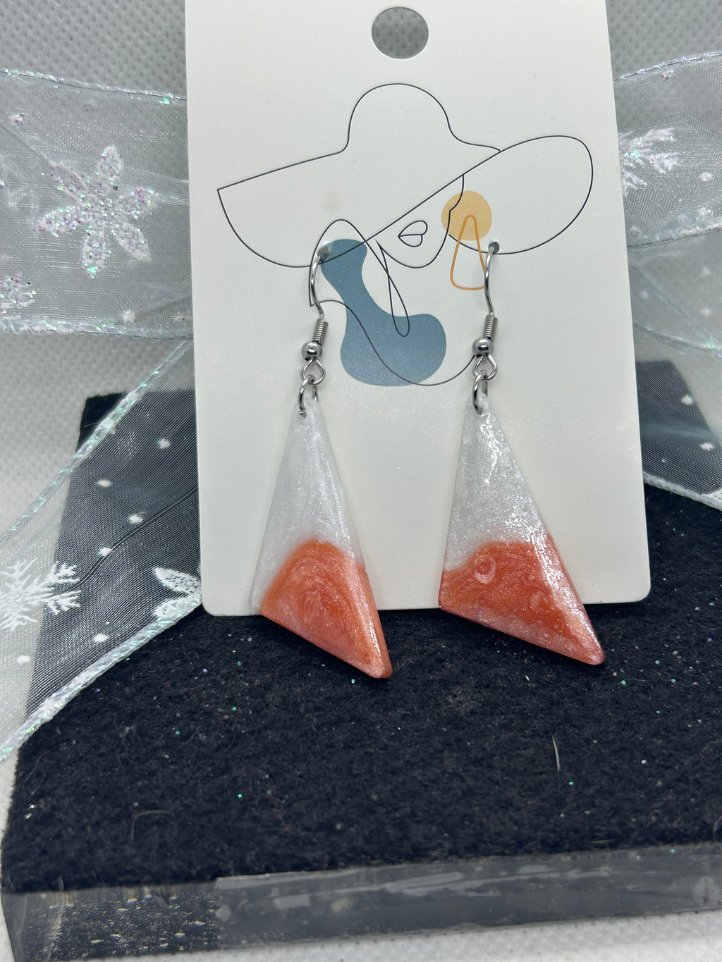 Orange and White Earrings