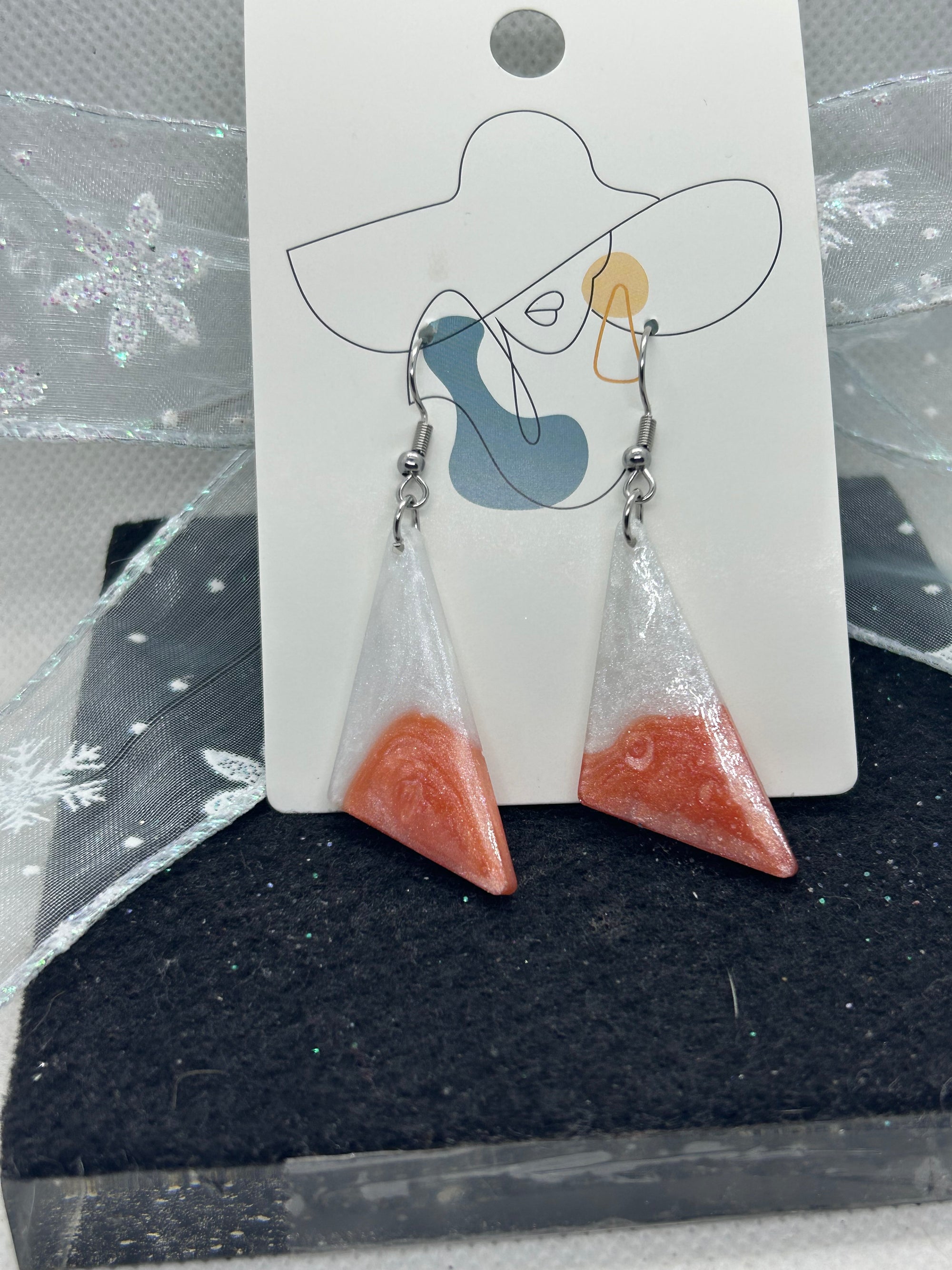 Orange and White Earrings