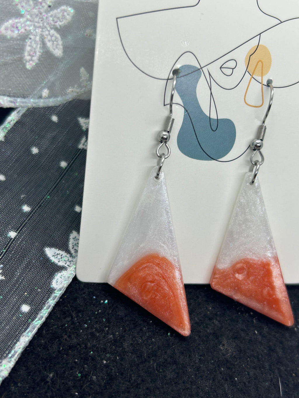 Orange and White Earrings