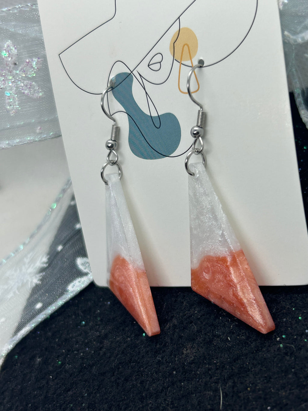 Orange and White Earrings