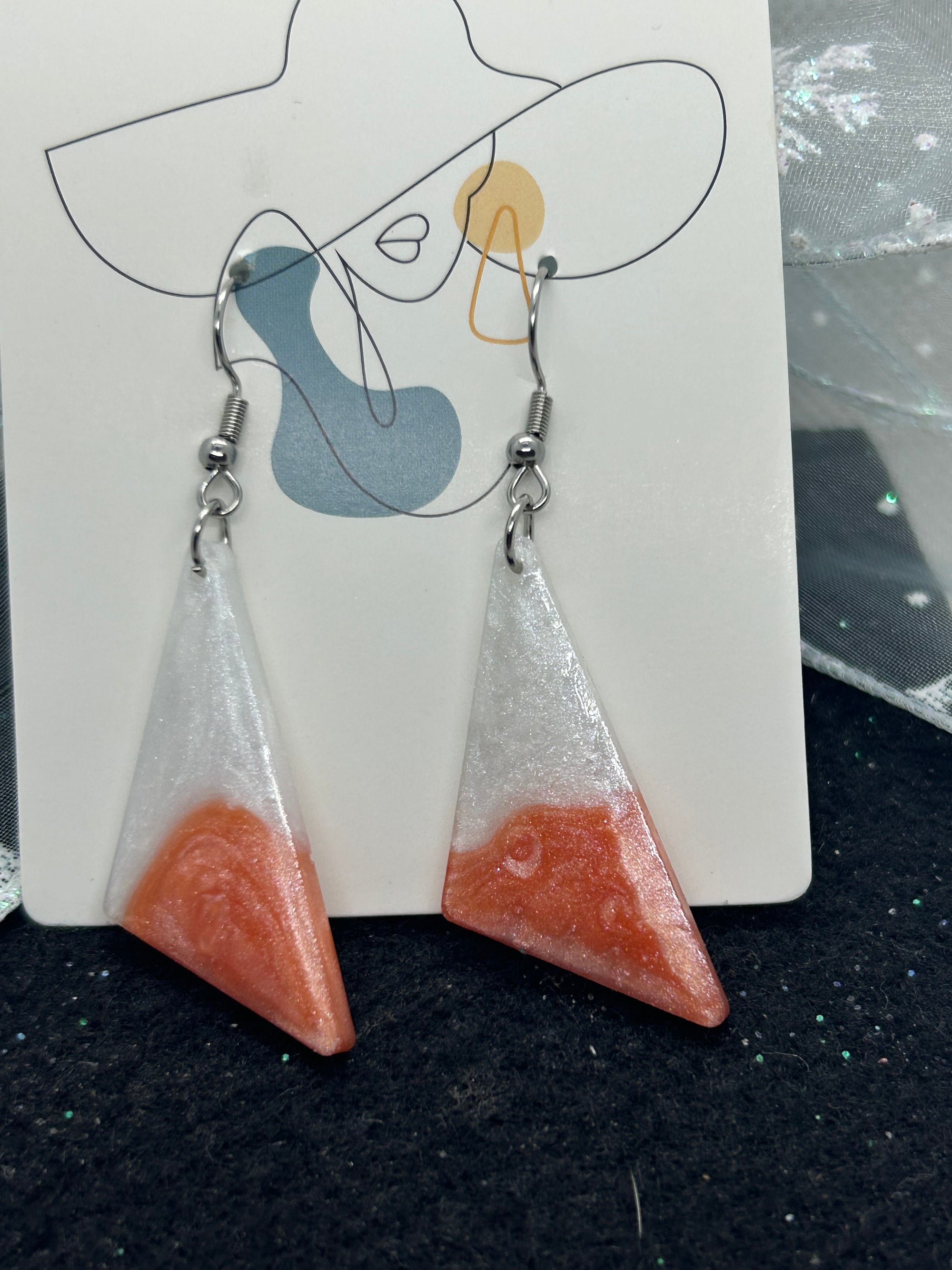 Orange and White Earrings