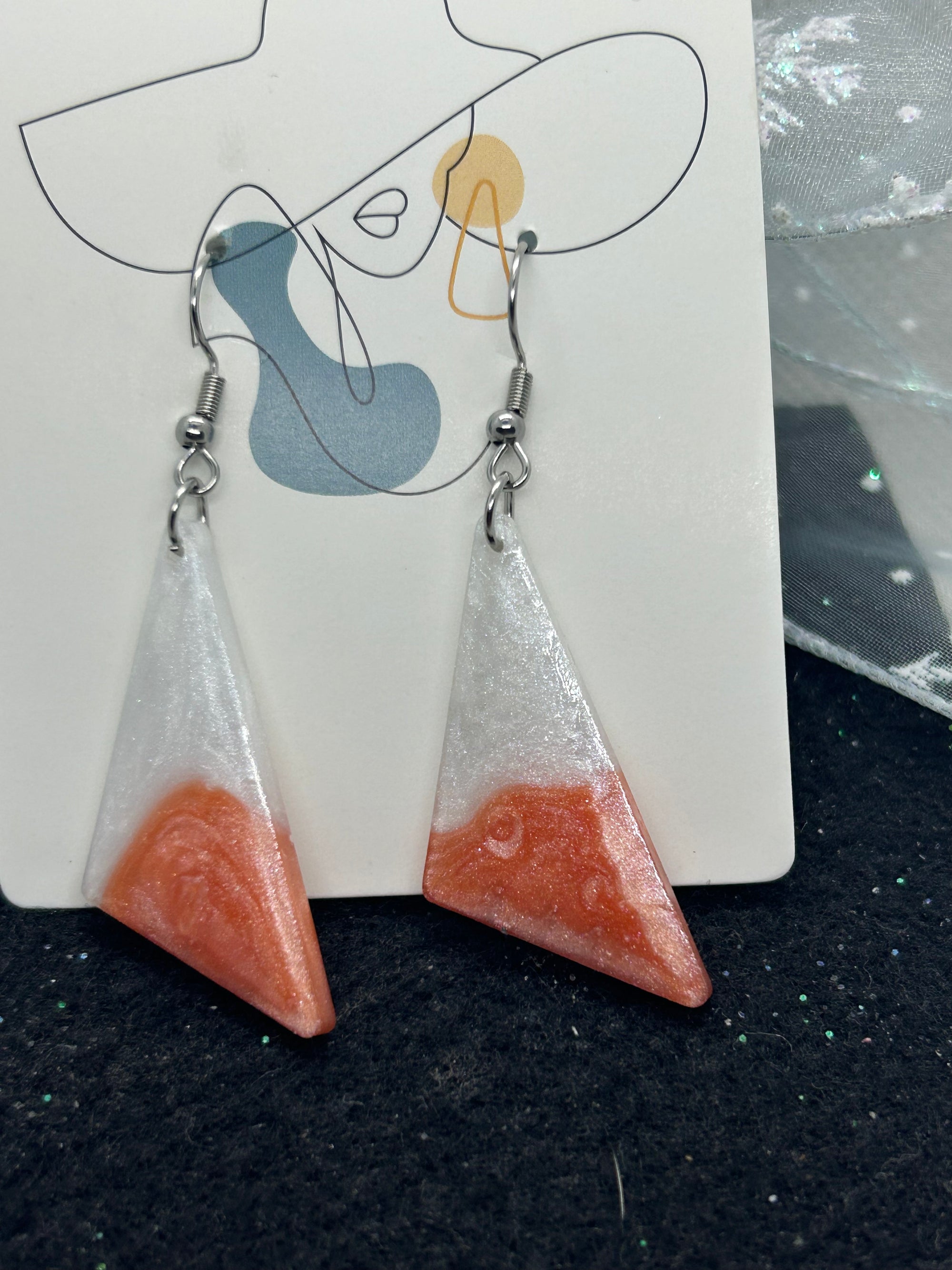 Orange and White Earrings