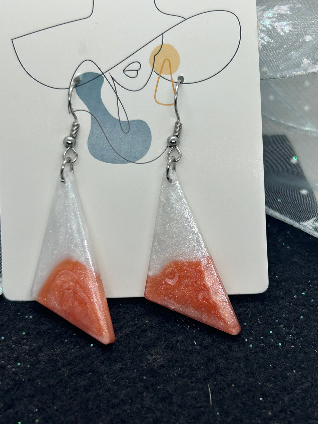 Orange and White Earrings