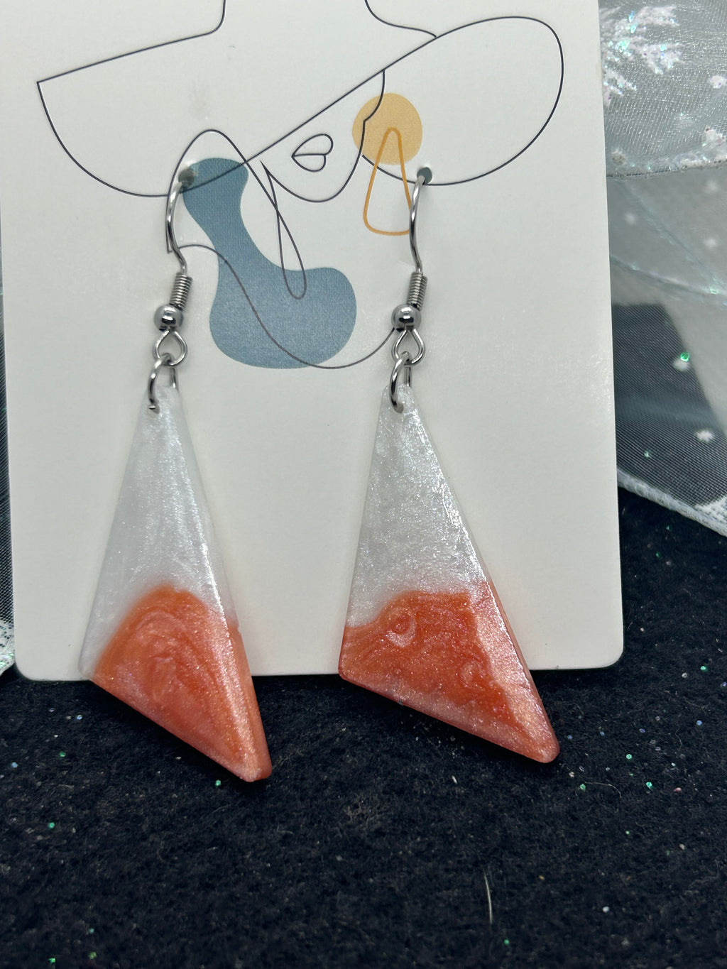 Orange and White Earrings