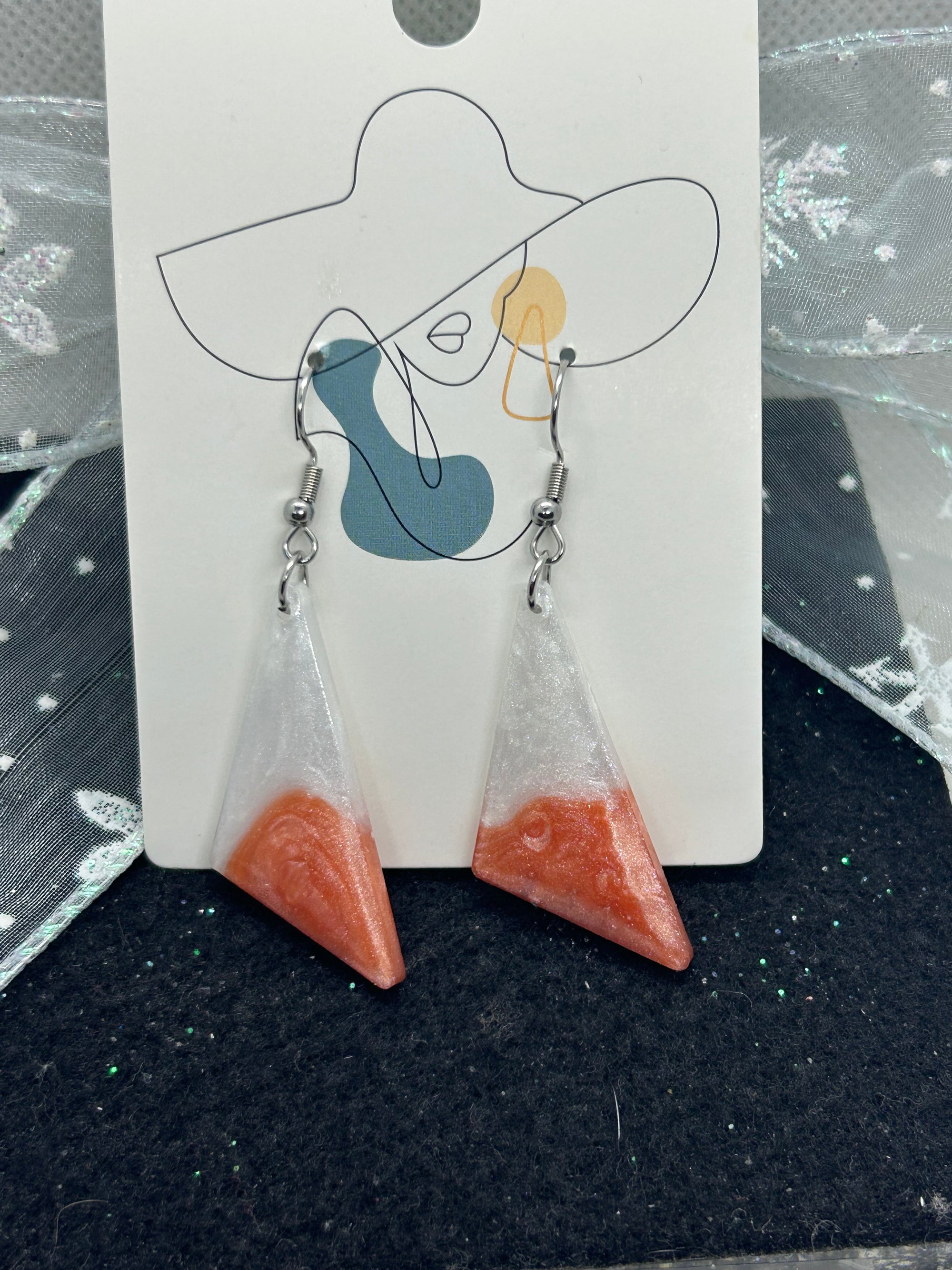 Orange and White Earrings