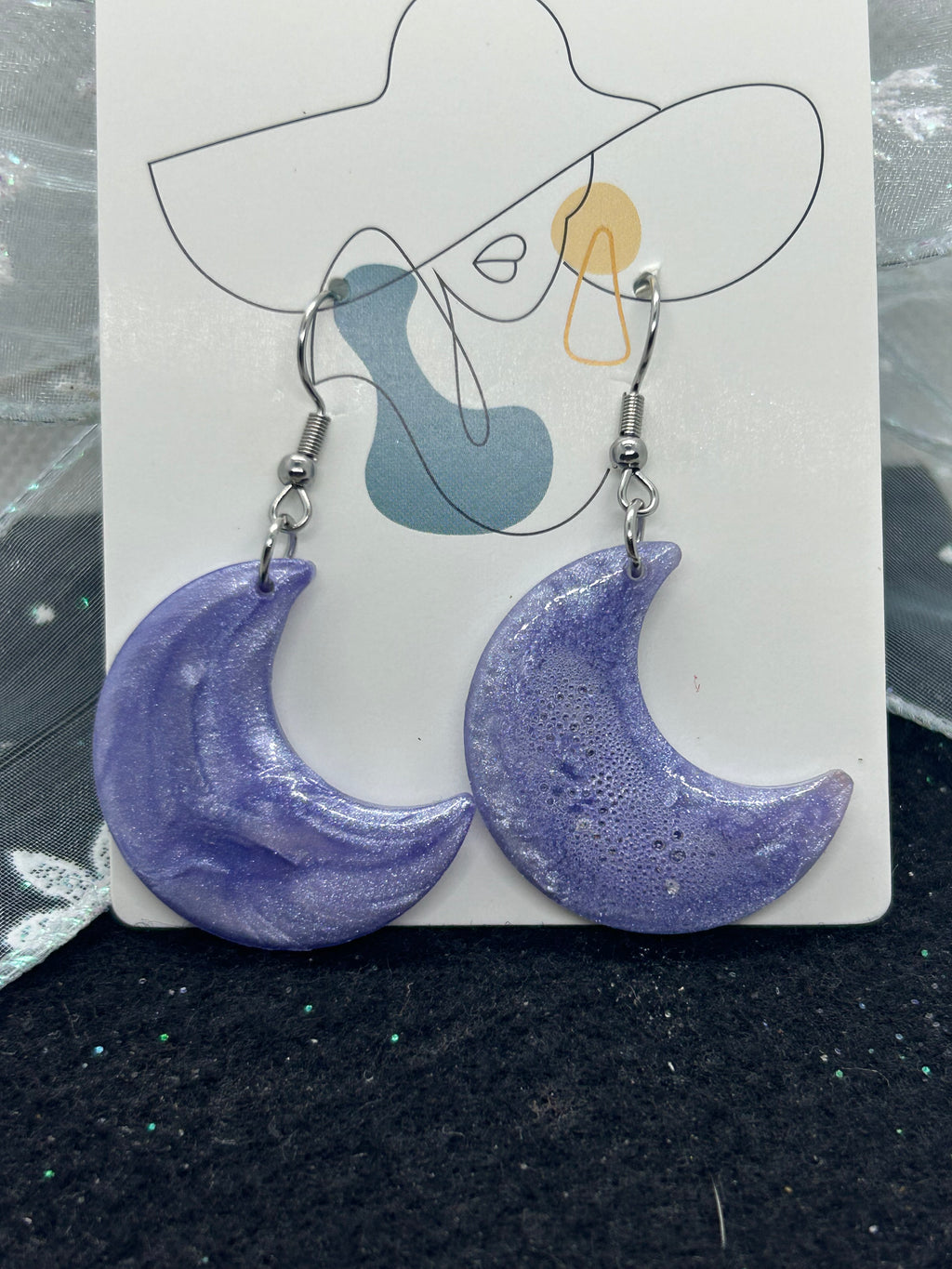 Purple Halfmoon Earrings