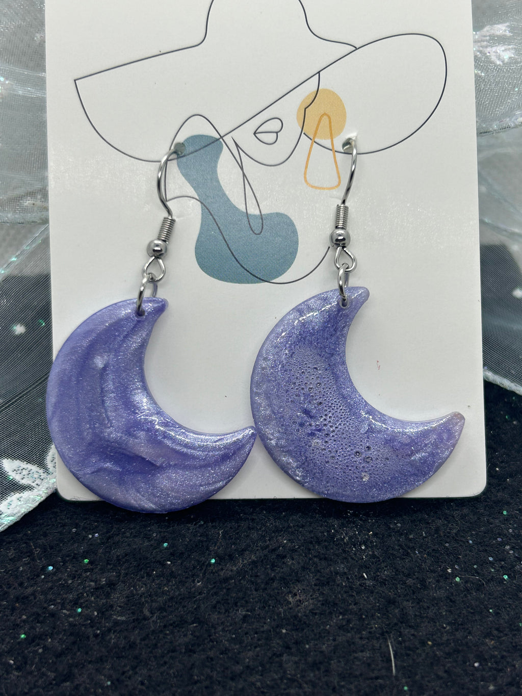 Purple Halfmoon Earrings