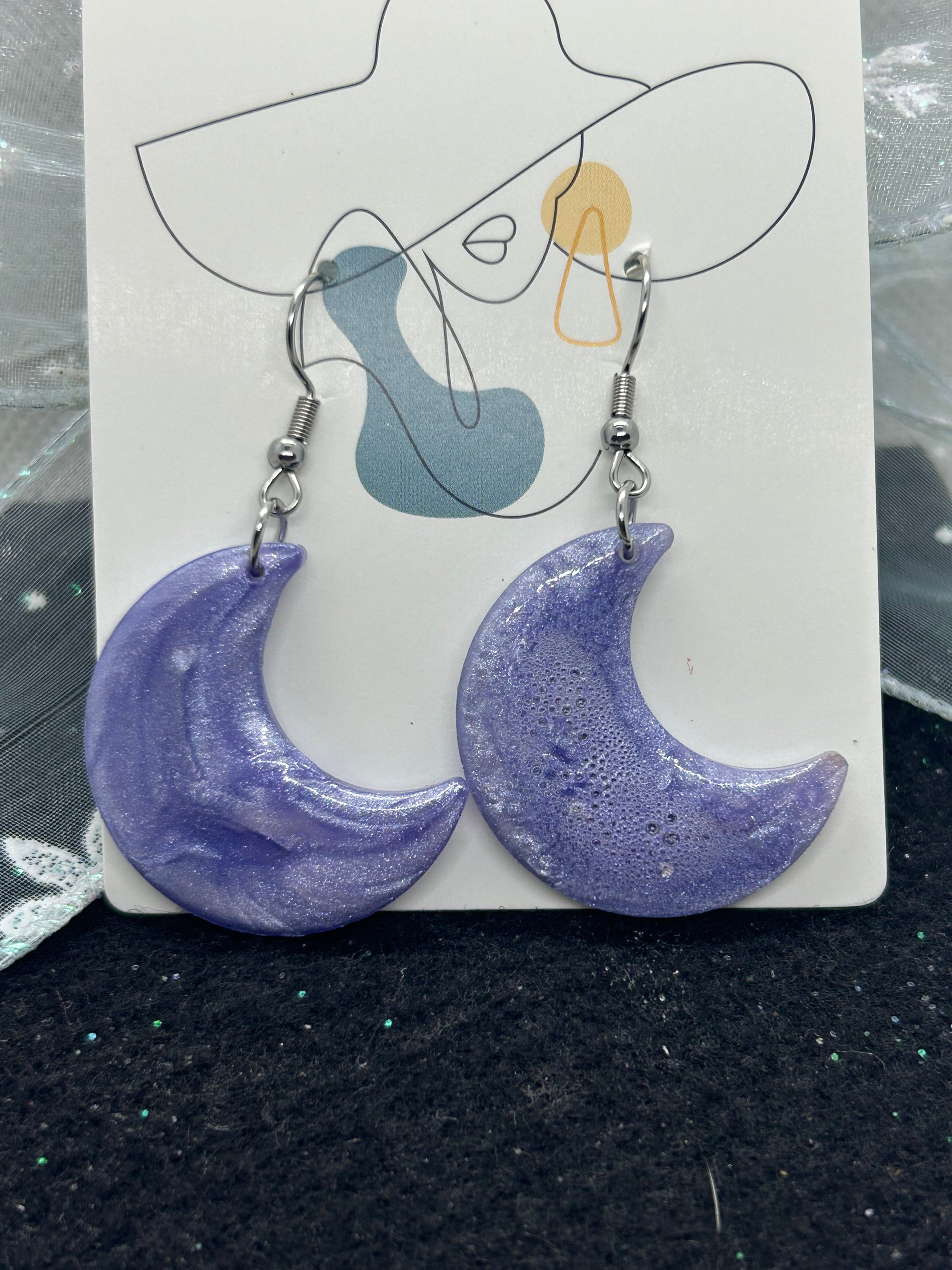 Purple Halfmoon Earrings