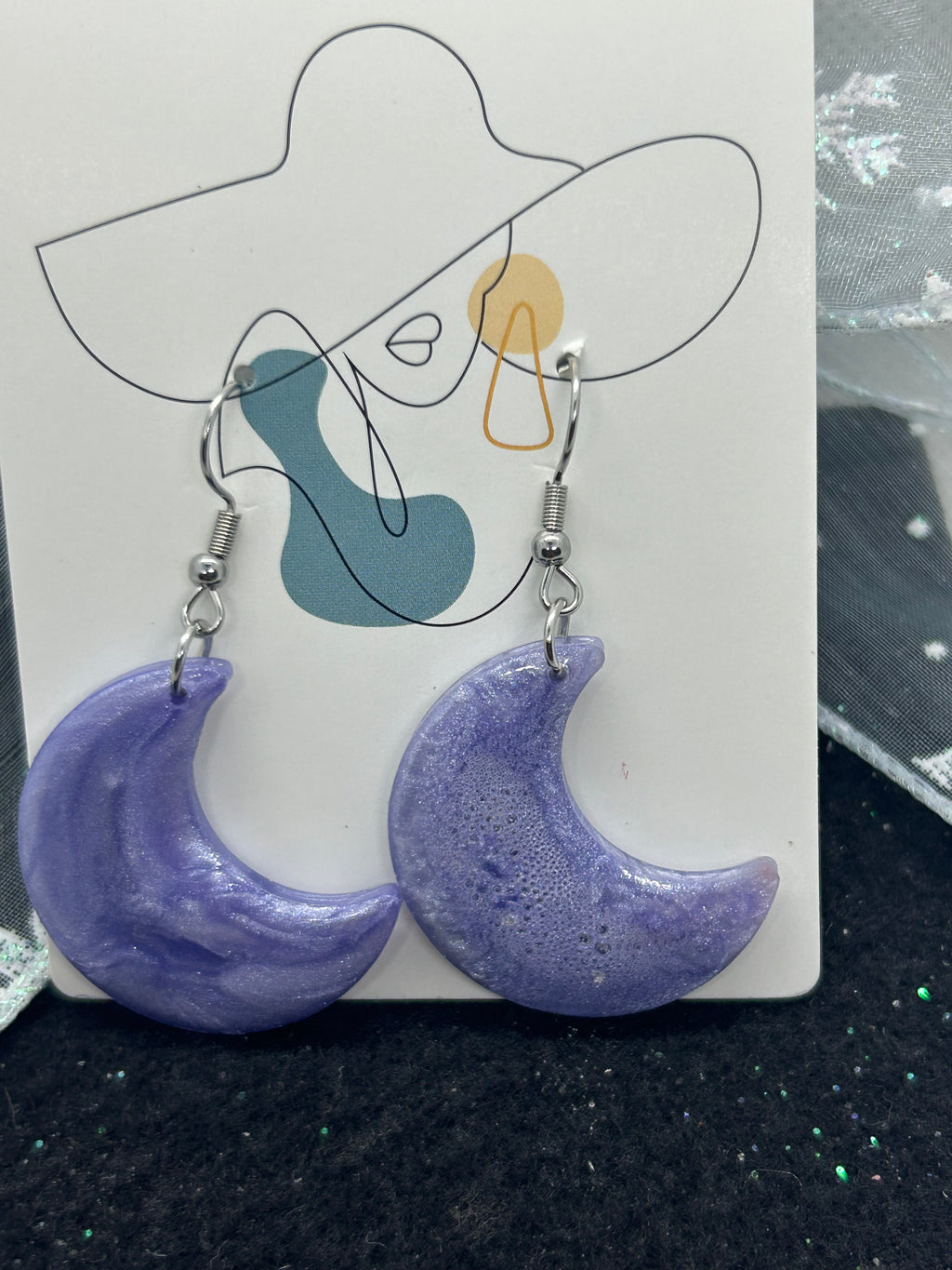 Purple Halfmoon Earrings