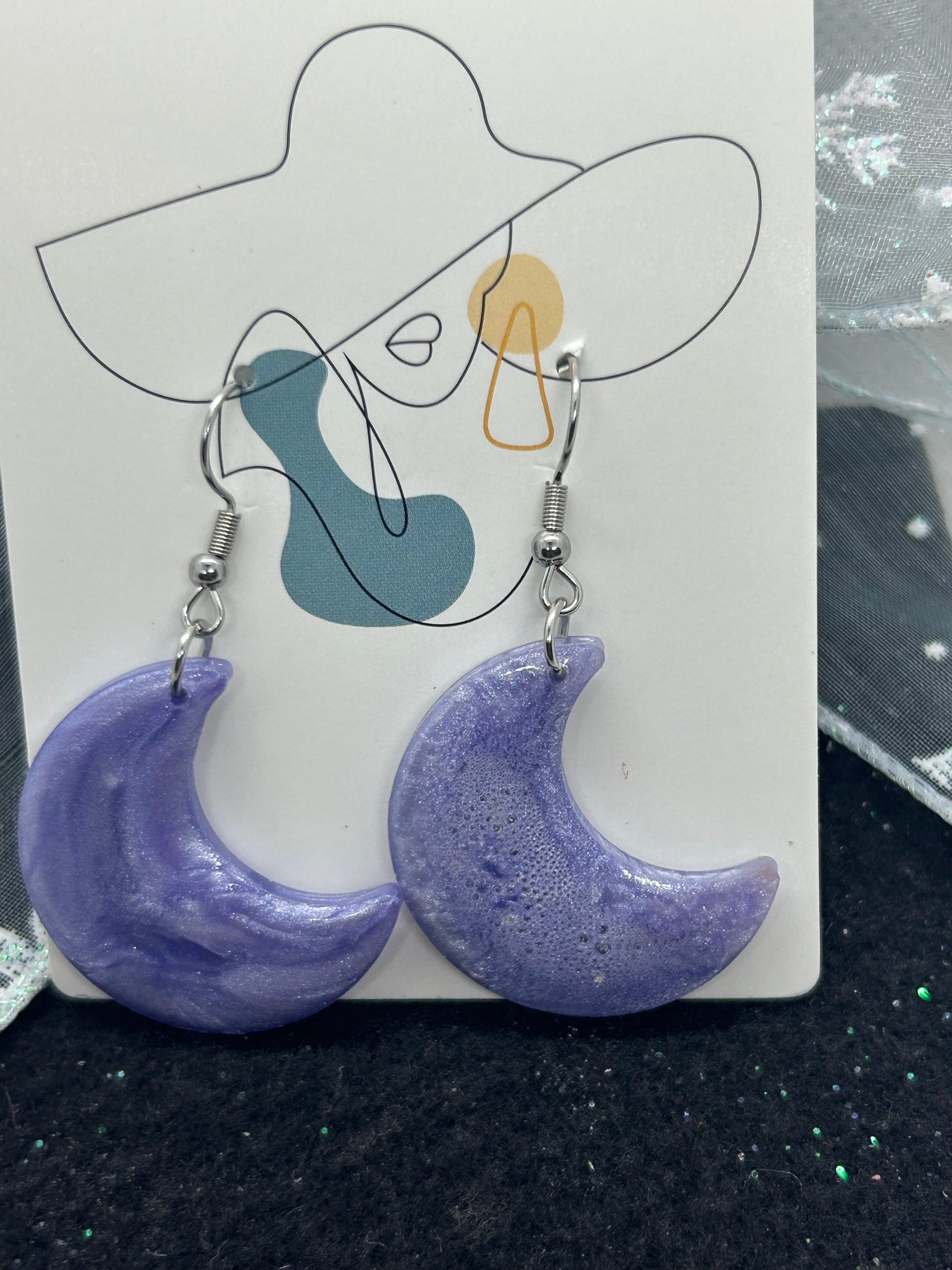 Purple Halfmoon Earrings