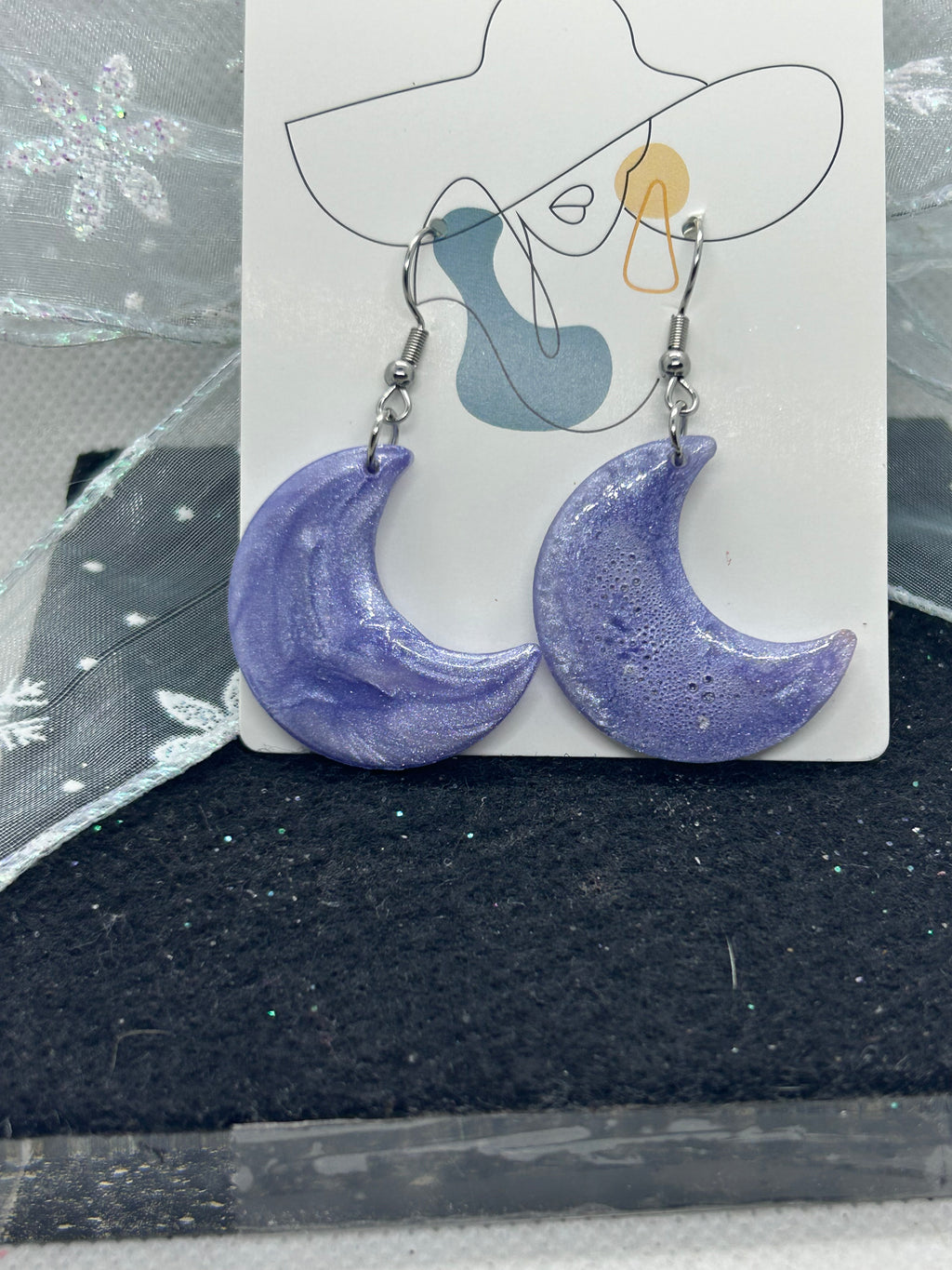 Purple Halfmoon Earrings