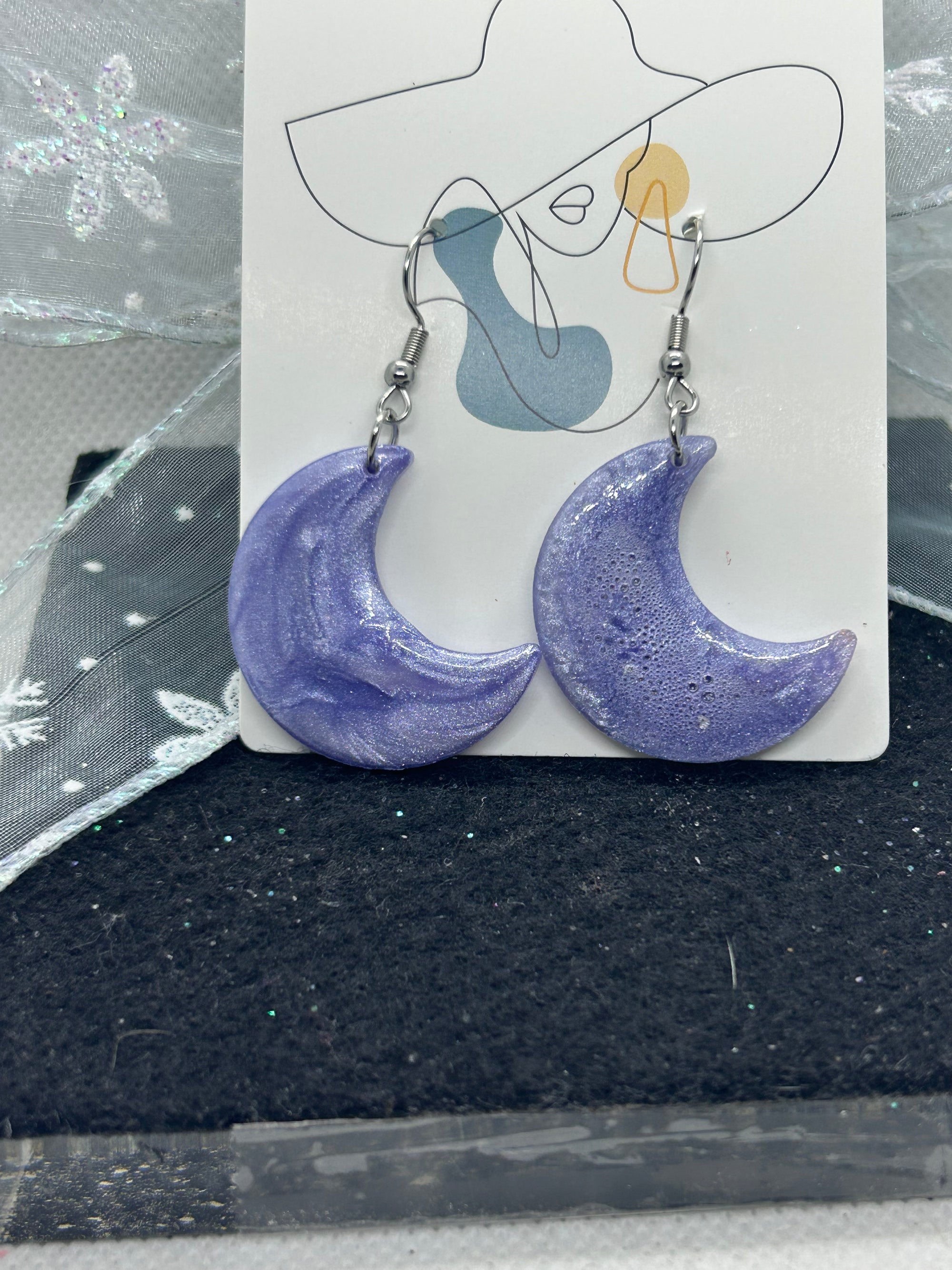 Purple Halfmoon Earrings