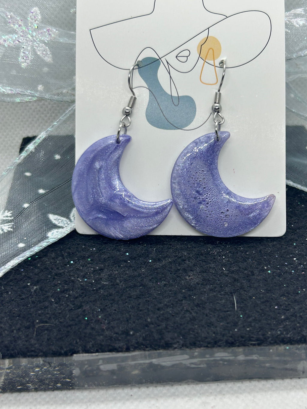 Purple Halfmoon Earrings