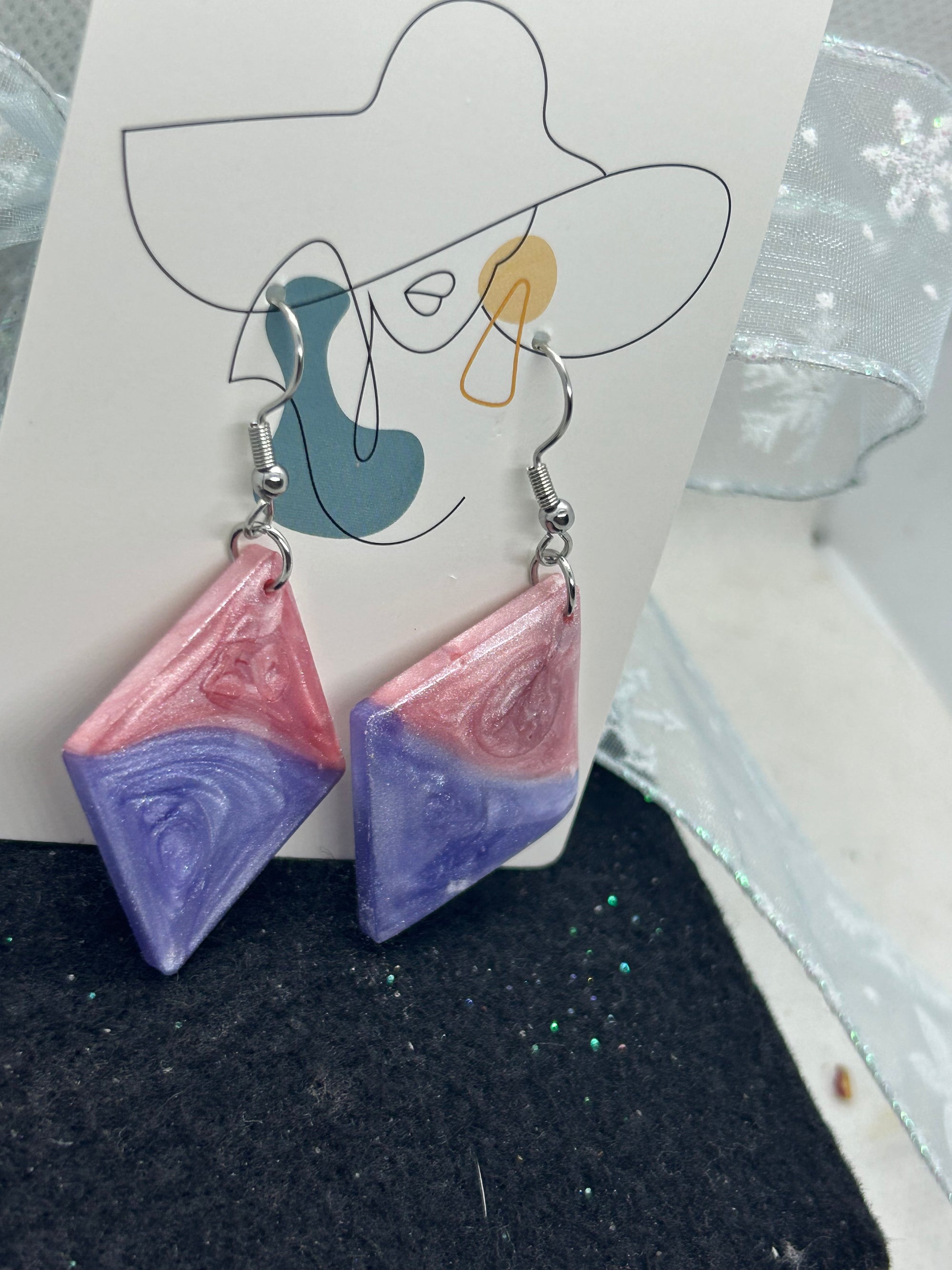 Pink and Purple Earrings