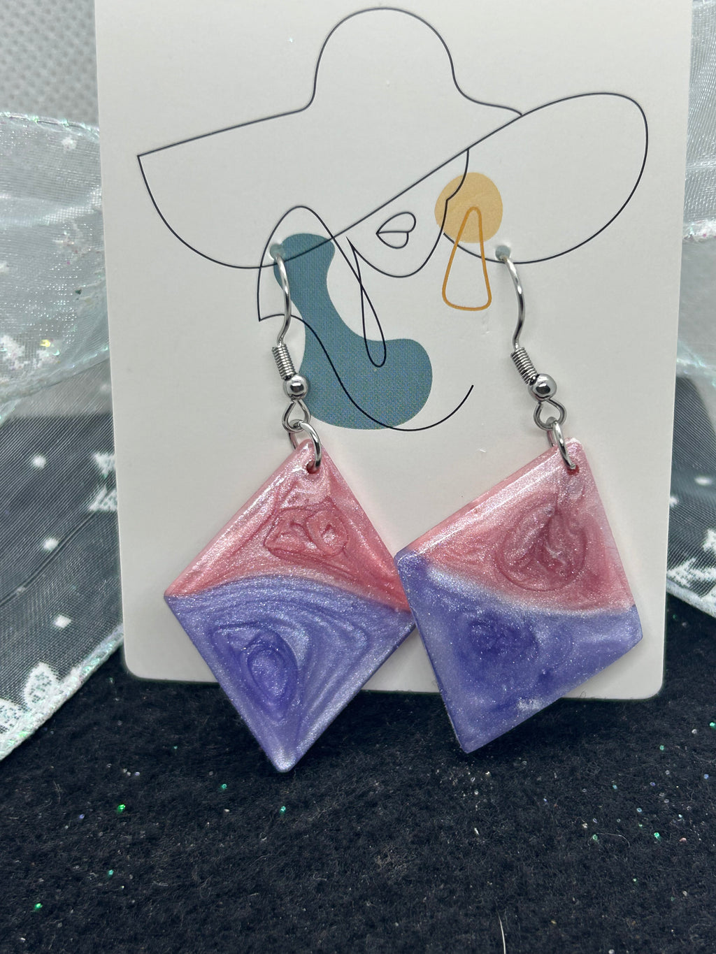 Pink and Purple Earrings