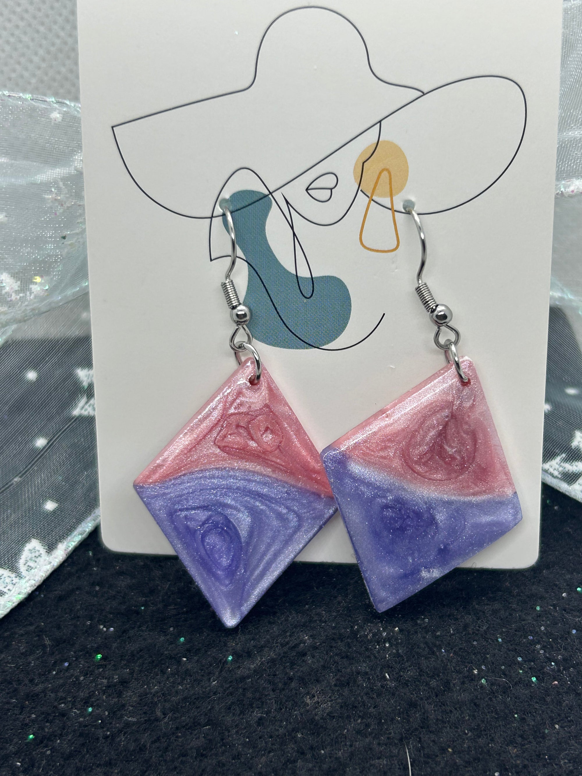 Pink and Purple Earrings