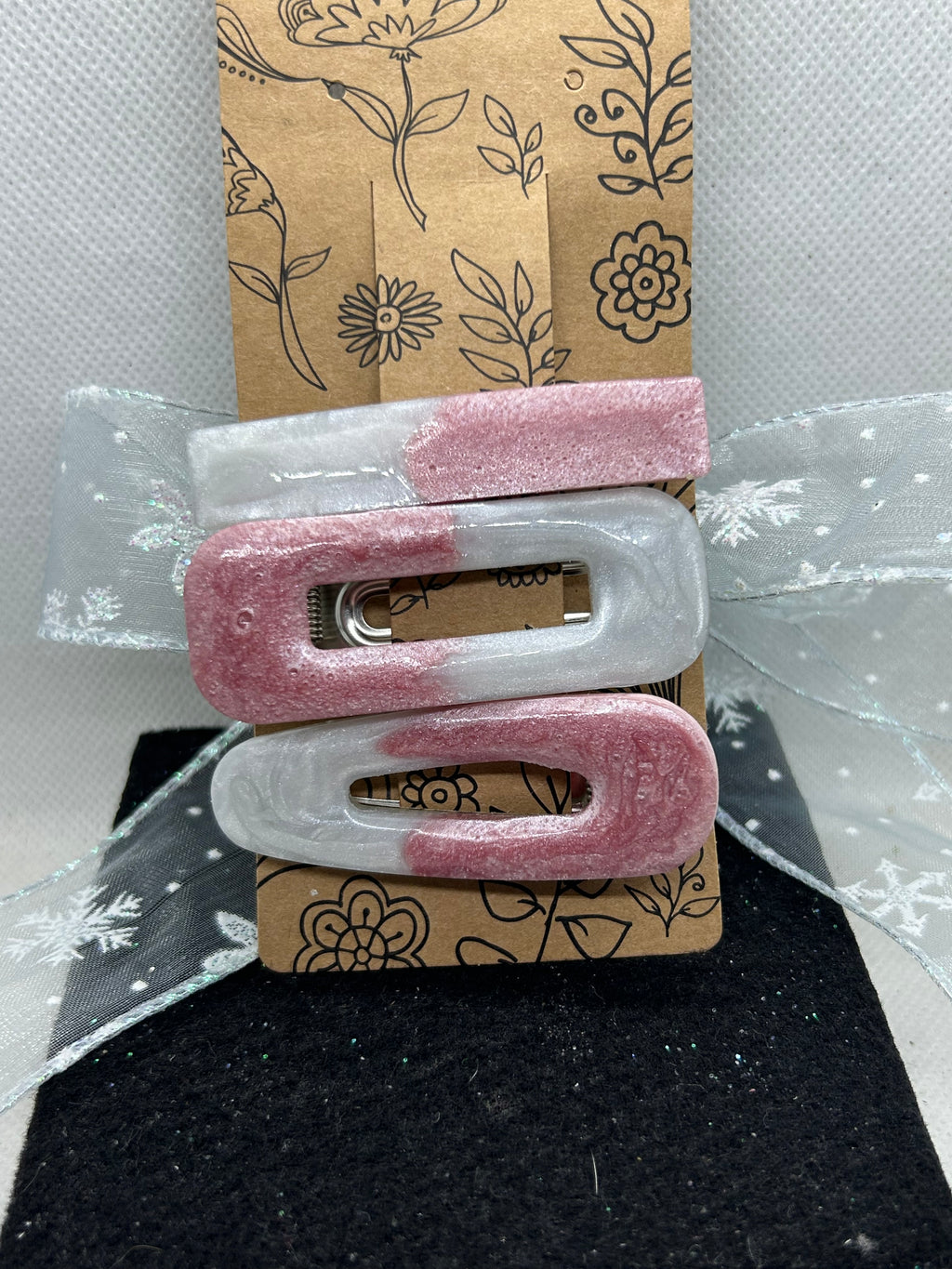Pink and White Hair Clips