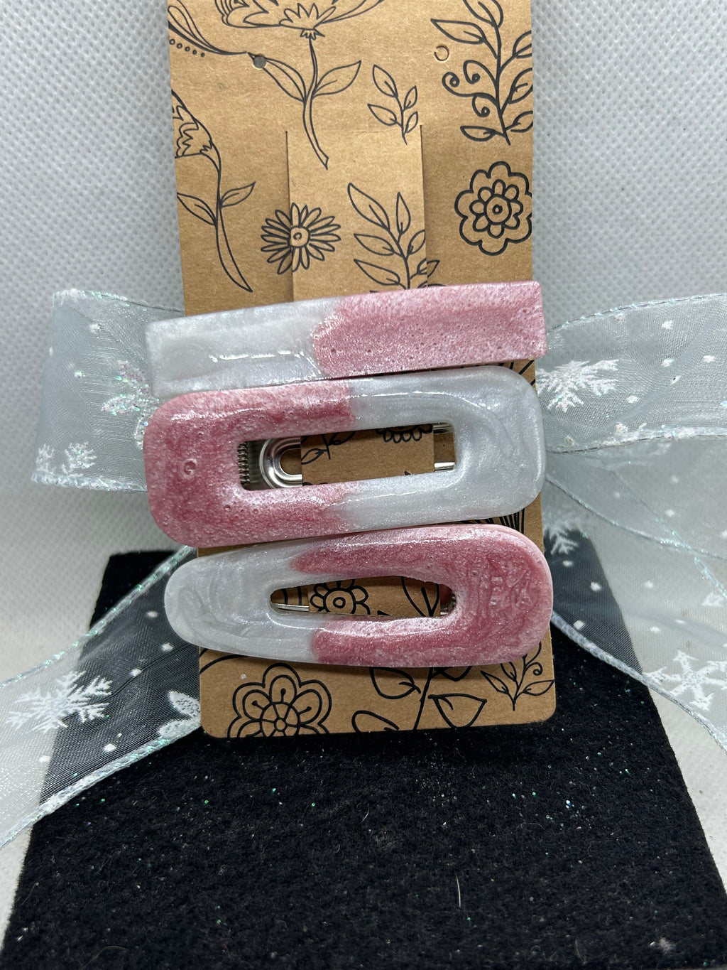 Pink and White Hair Clips