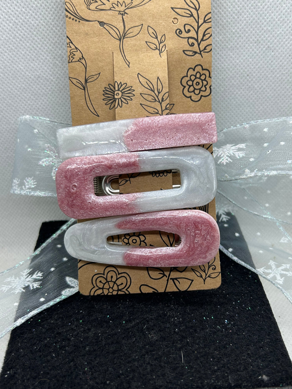 Pink and White Hair Clips