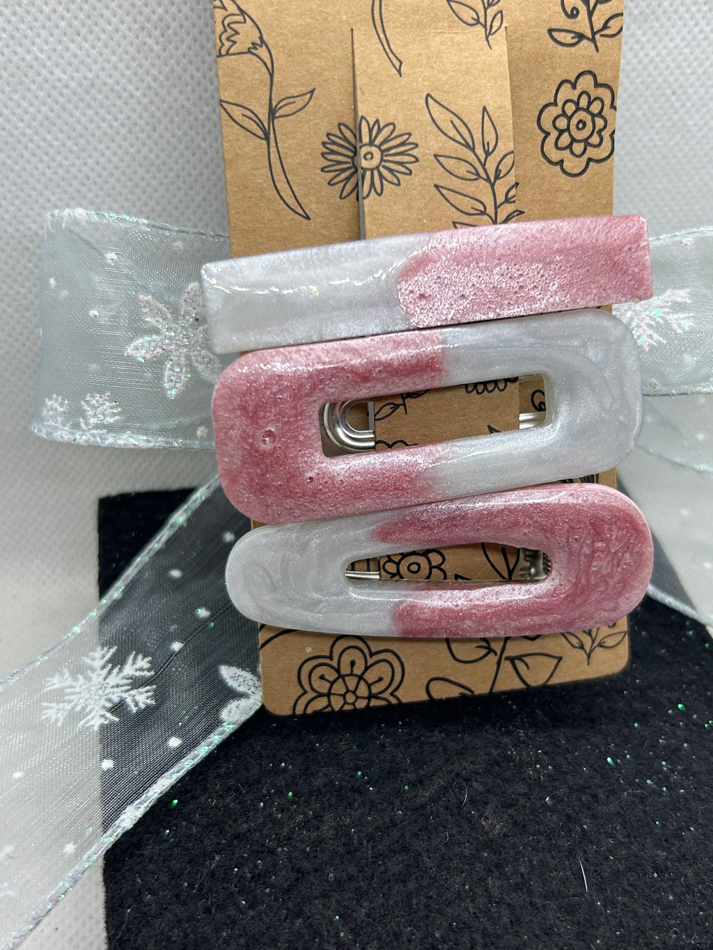 Pink and White Hair Clips