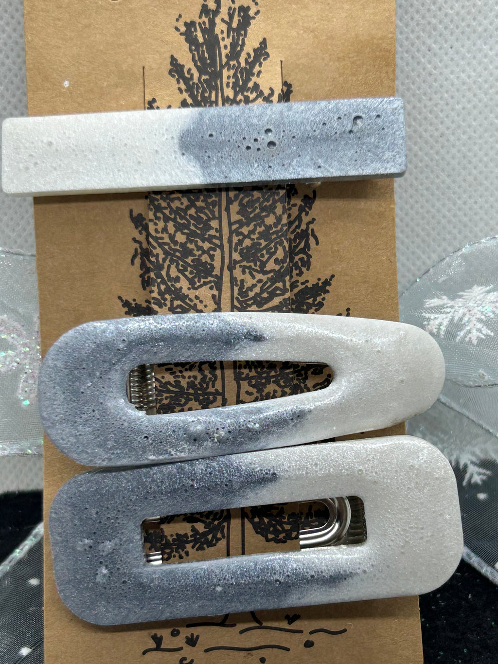 White and Silver Hair Clips