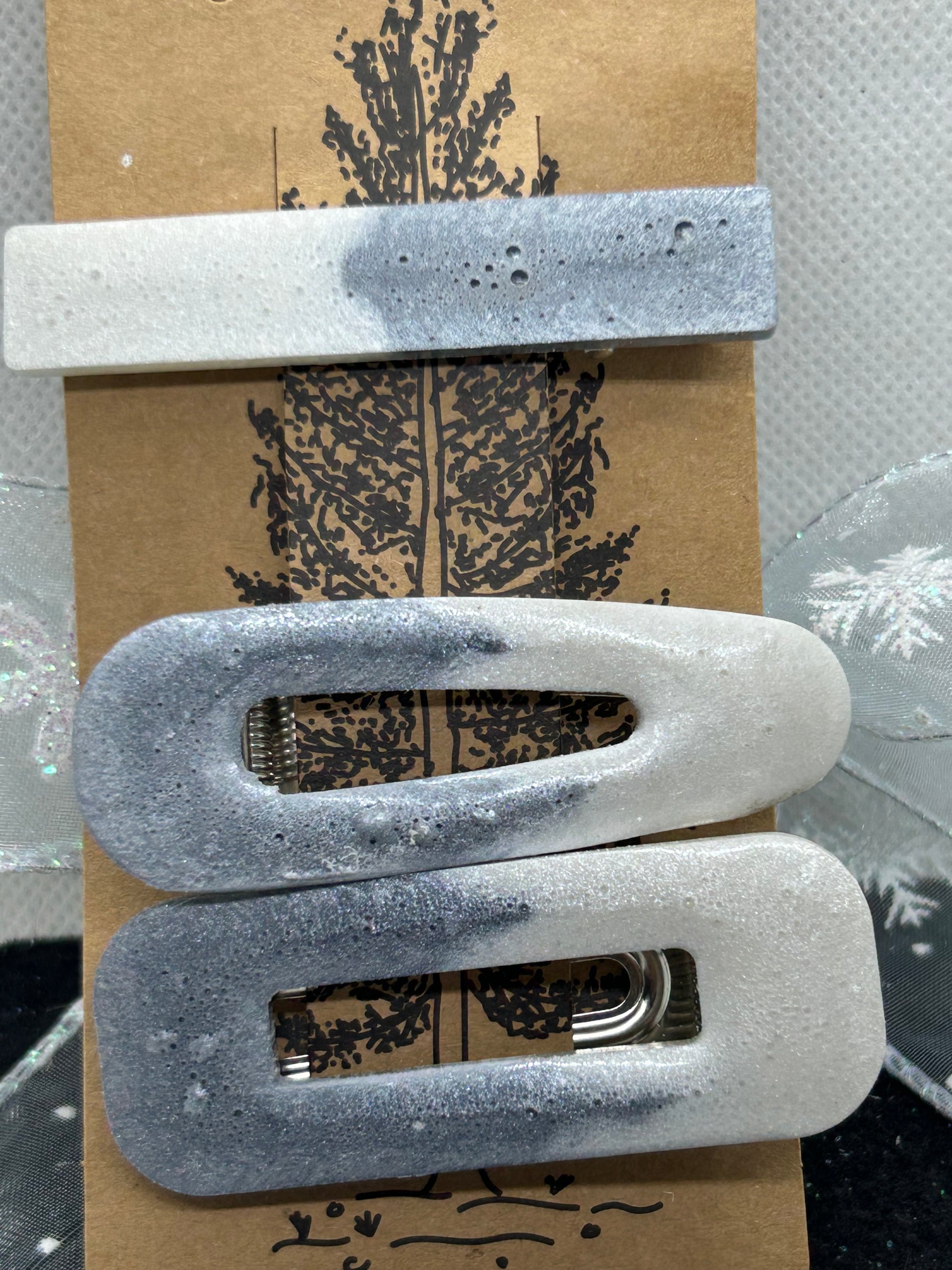 White and Silver Hair Clips