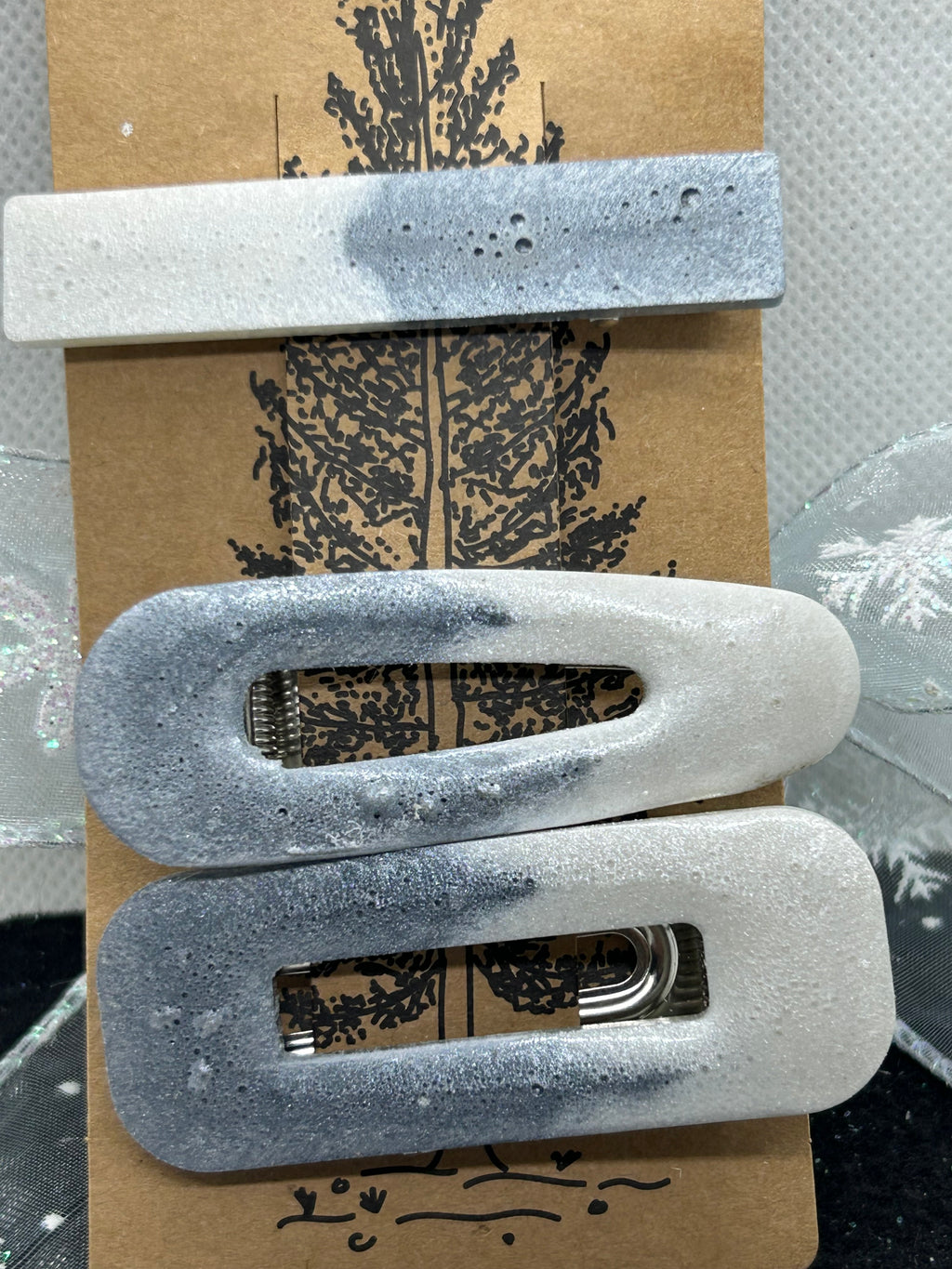 White and Silver Hair Clips