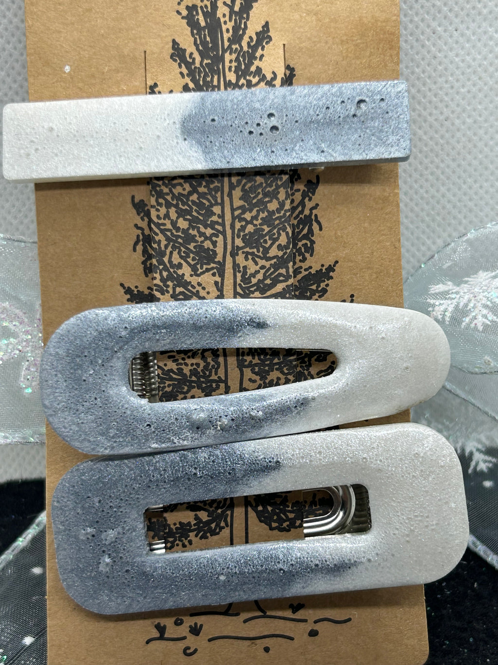 White and Silver Hair Clips