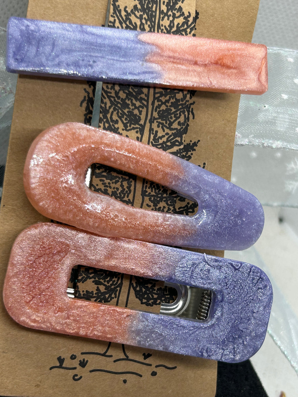 Orange and Purple Hair Clip