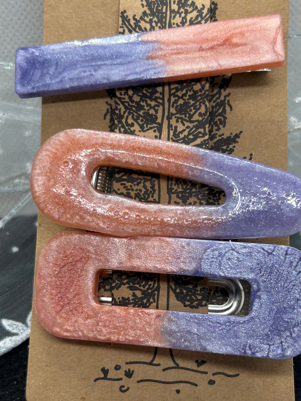 Orange and Purple Hair Clip